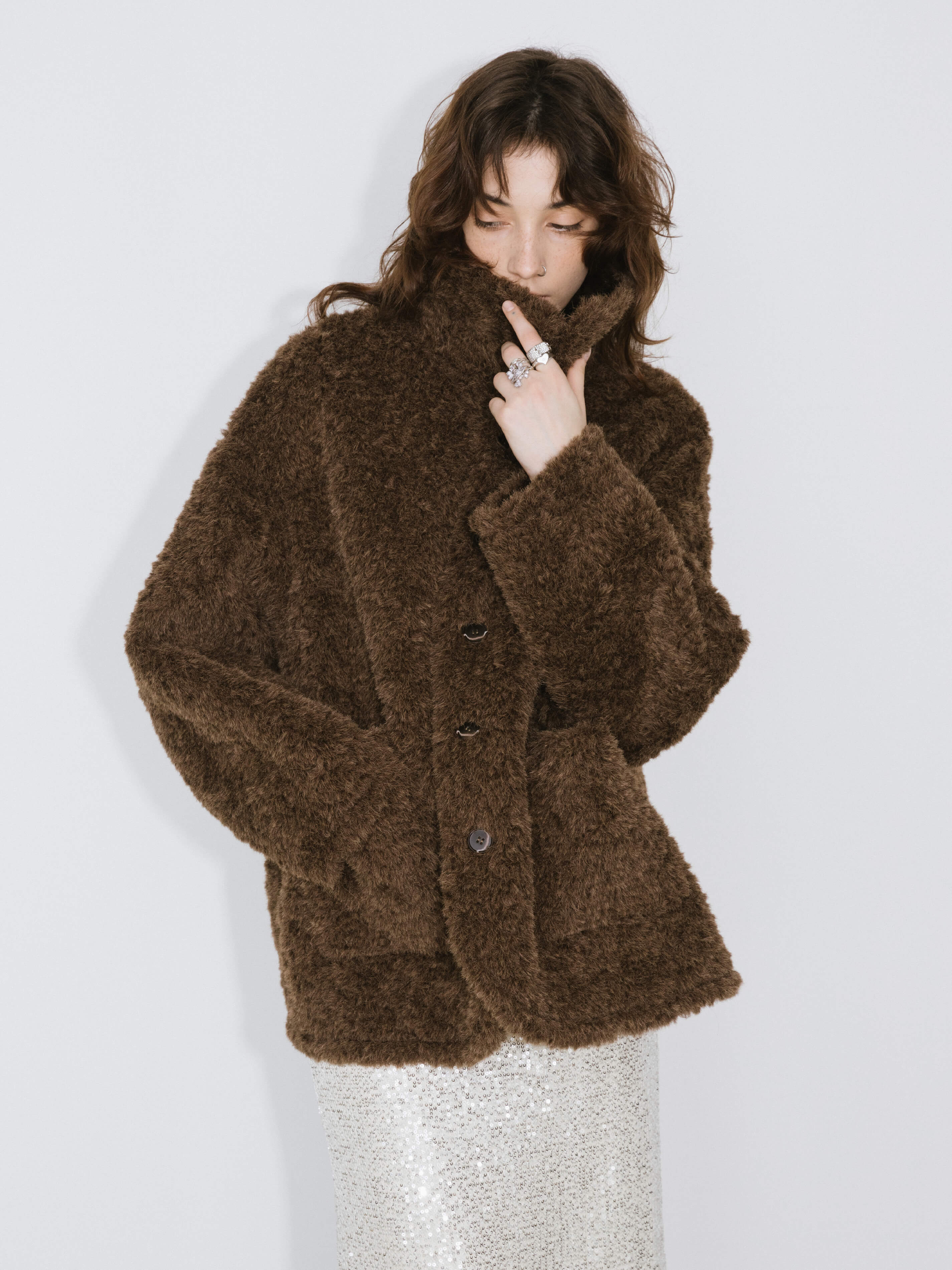 Brown Mid-length Boxy Coat-2