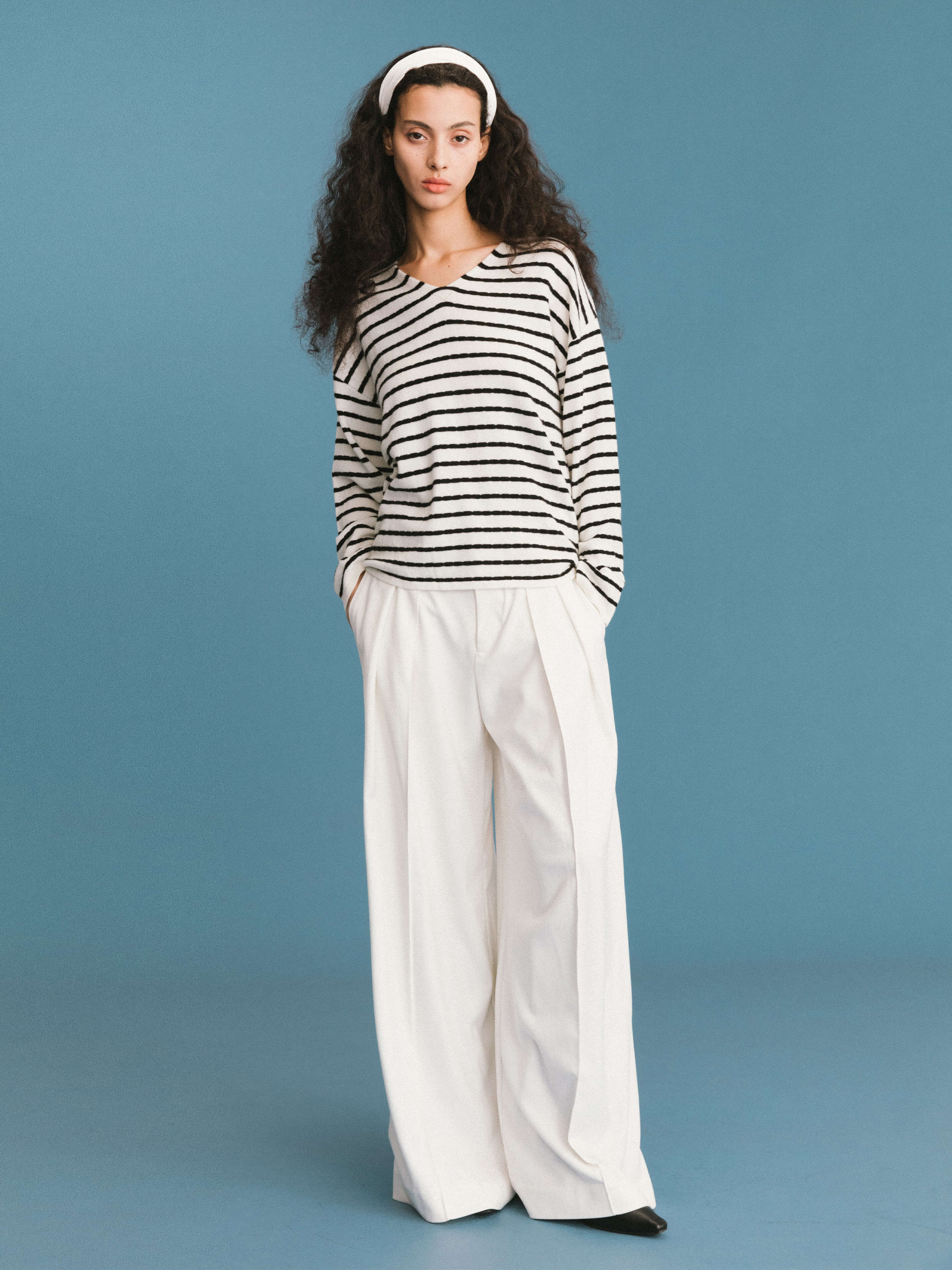 ONE BY CUBIC Striped Wool Knitted Jumper-1