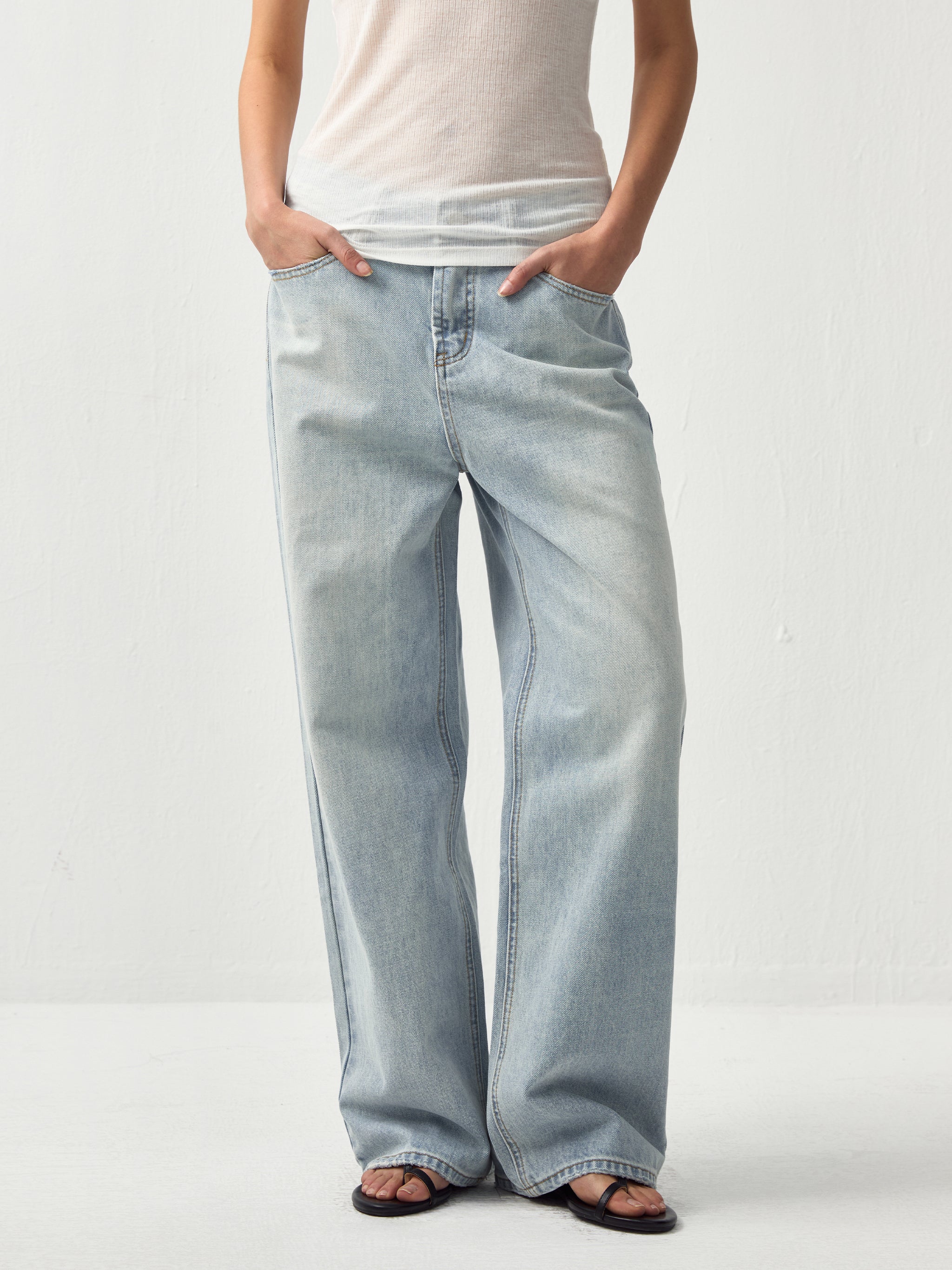 CUBIC Relaxed Low-Rise Straight Jeans-2