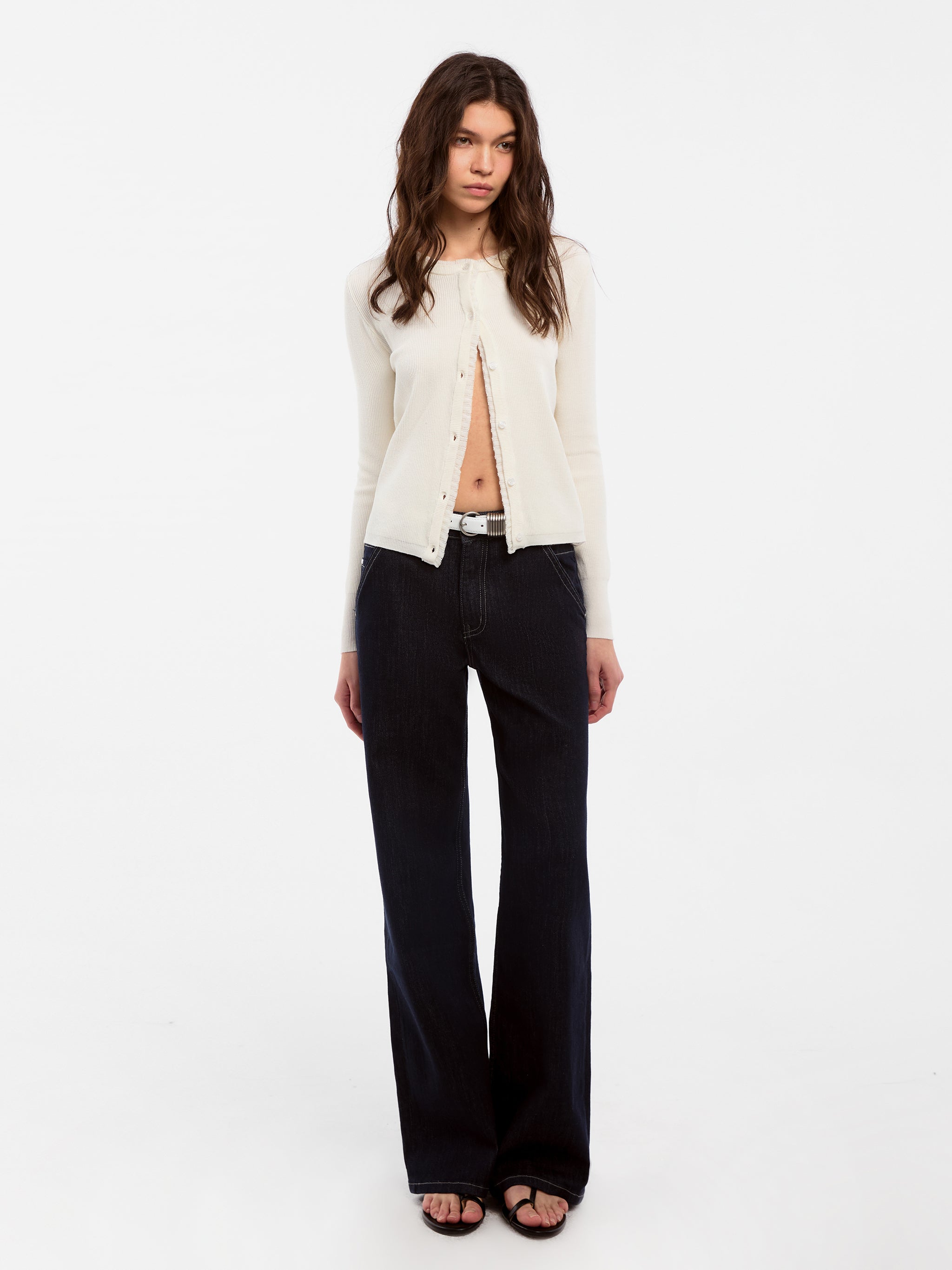 CUBIC Lace-trimmed Linen Knit Cardigan-2