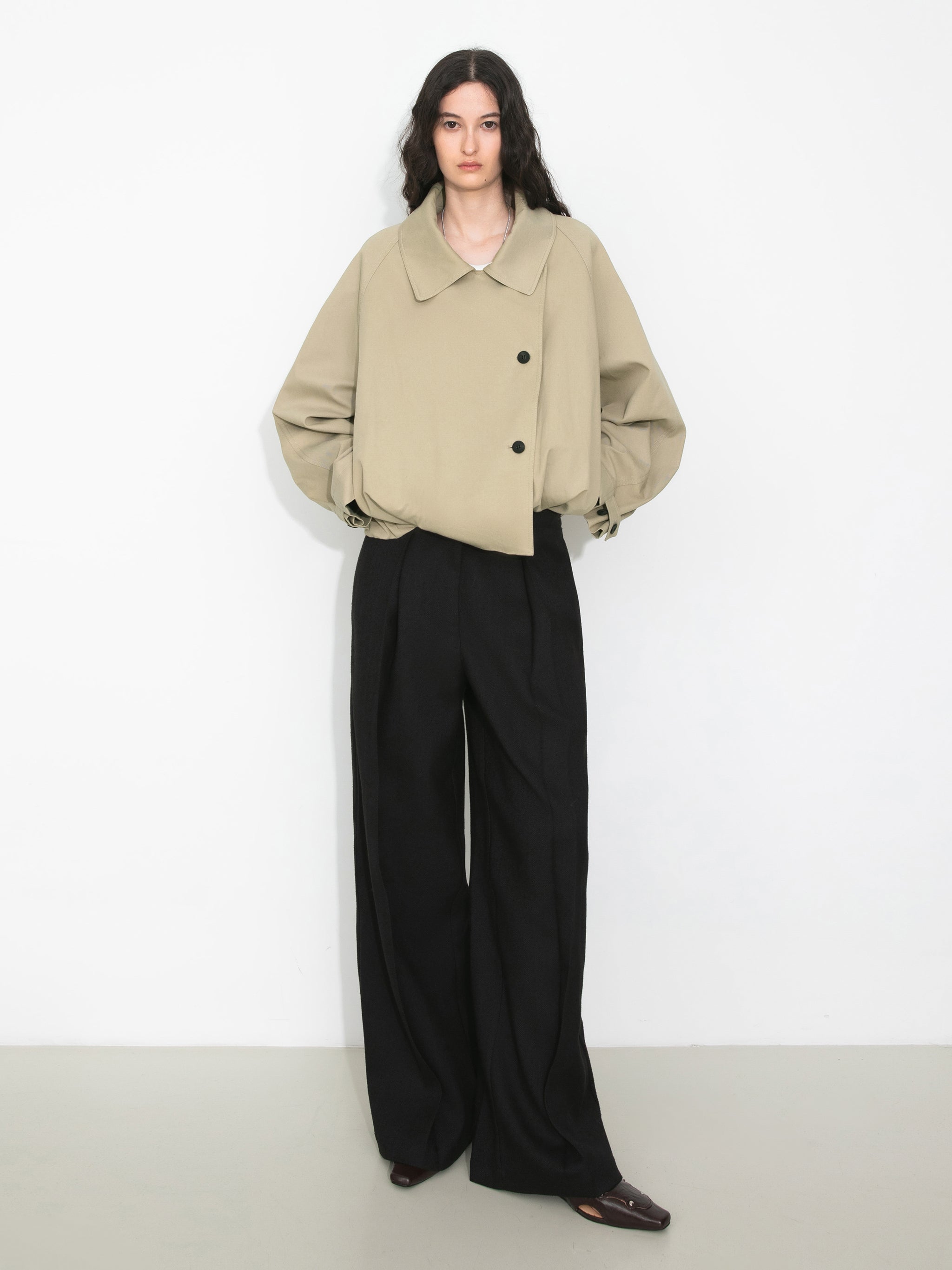 Cropped Drawstring Trench Coat-2