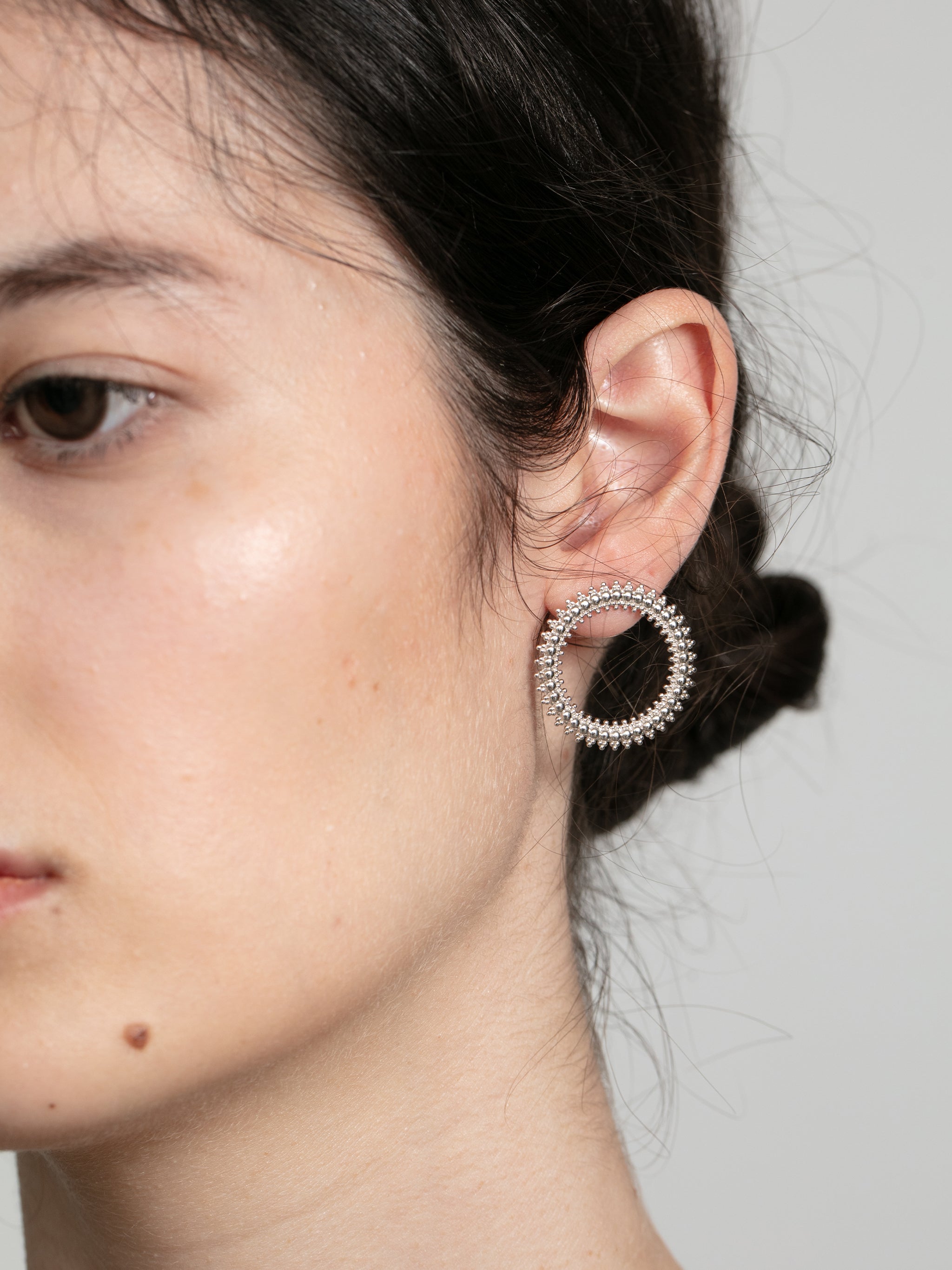 Beaded Circle Stud Earrings-2