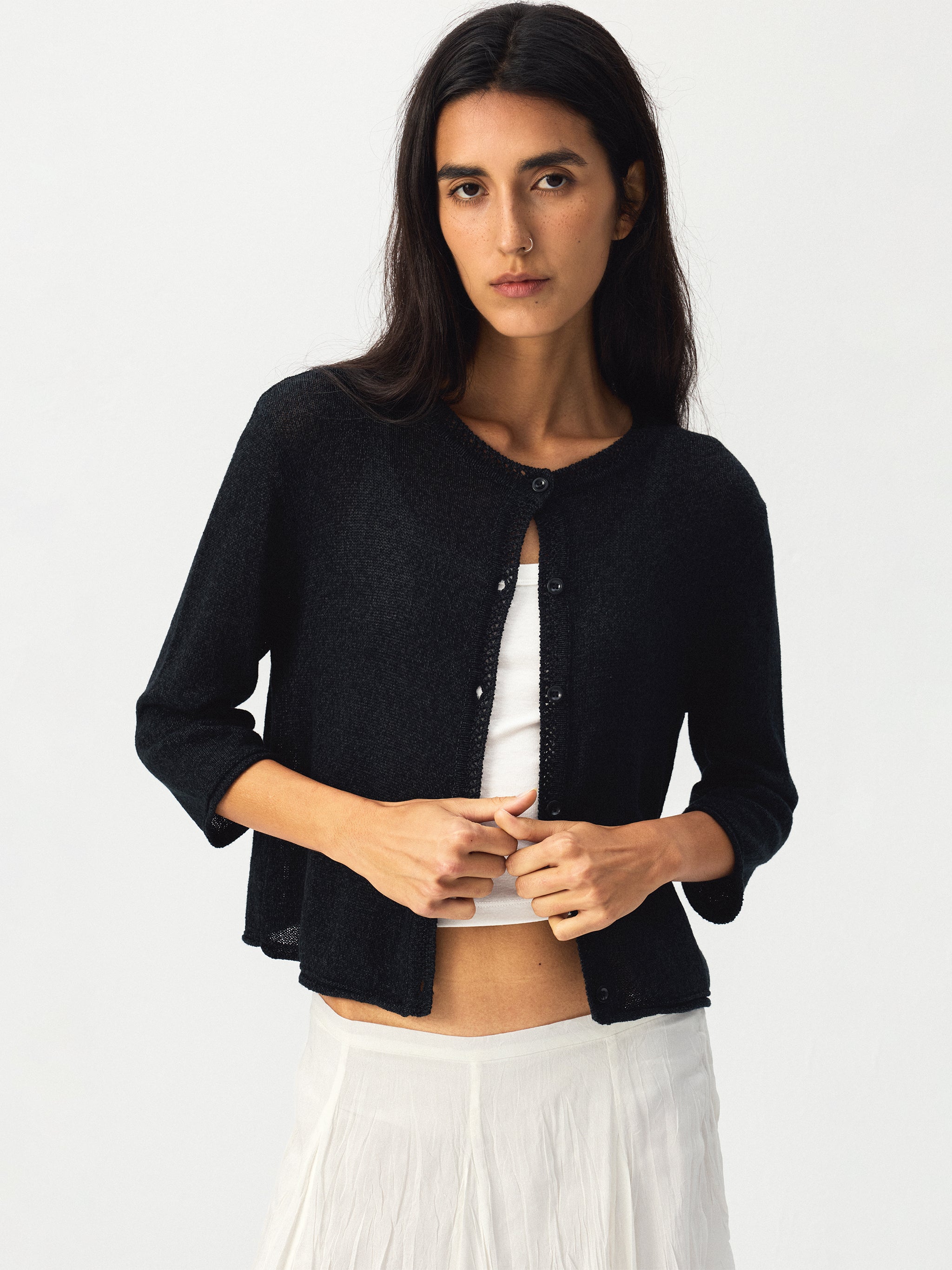 CUBIC Textured Button Knit Cardigan-2