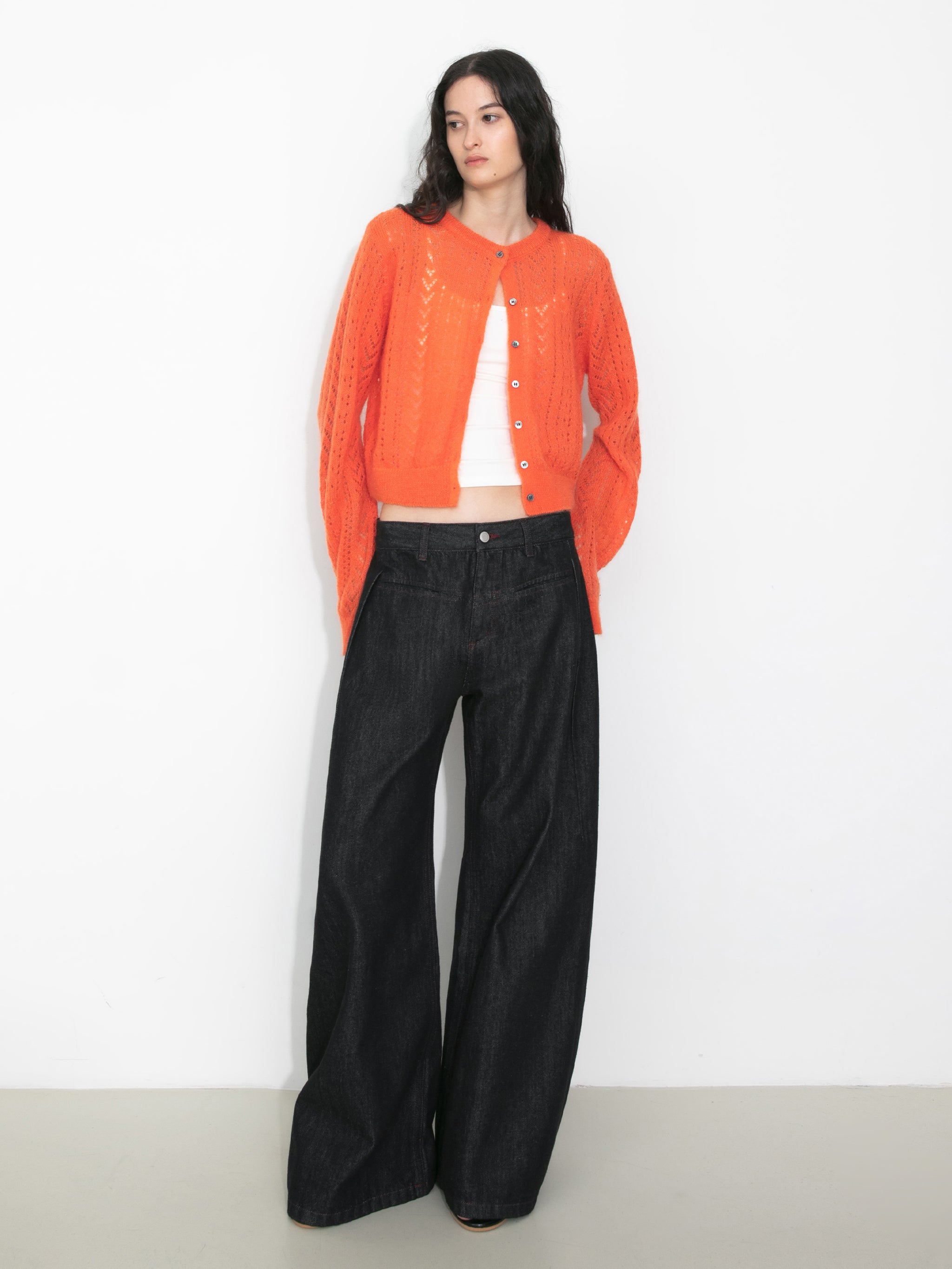 Cropped Open-Knit Cardigan-2