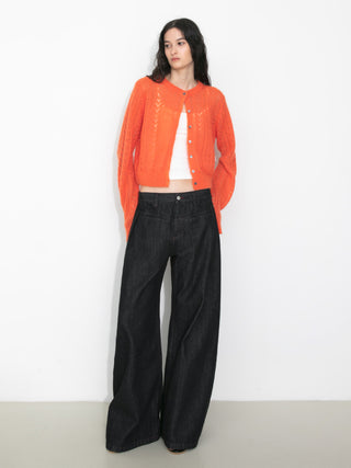 Cropped Open-Knit Cardigan
