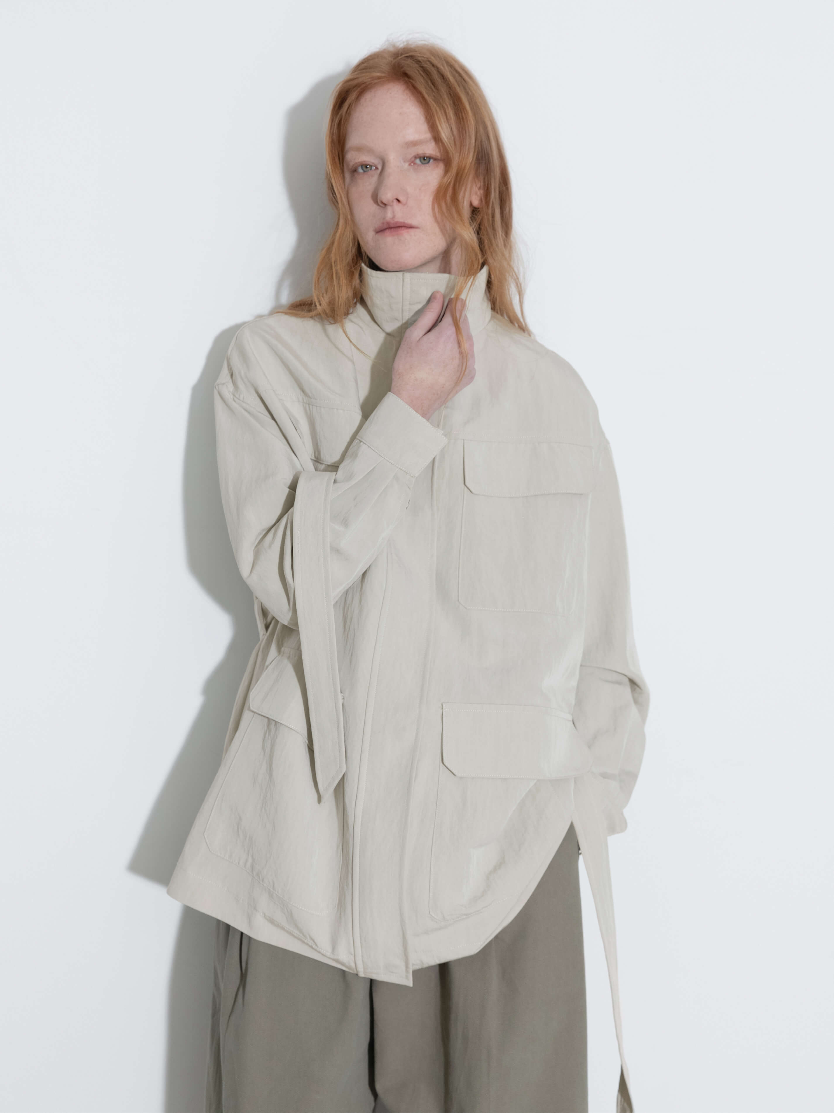 Oversized Funnel Neck Cropped Cargo Jacket-9