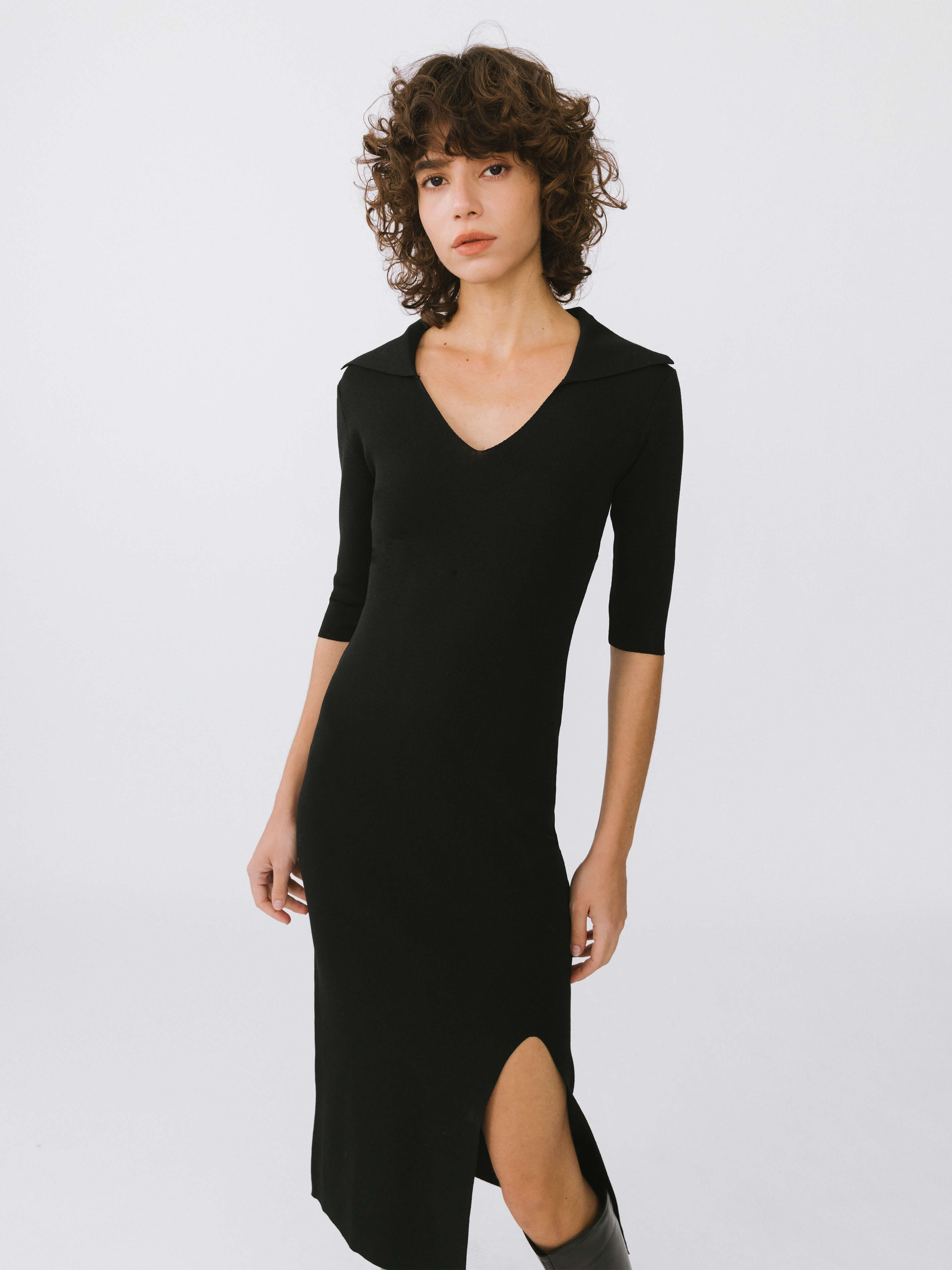 3/4 Sleeve Slitted Dress-7