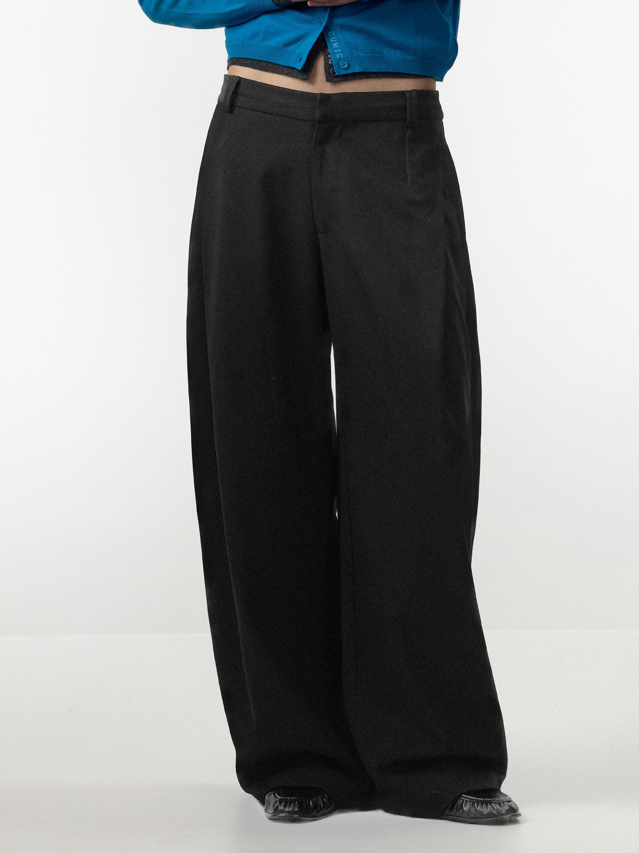 CUBIC Wool Blend Wide Leg Trousers-2