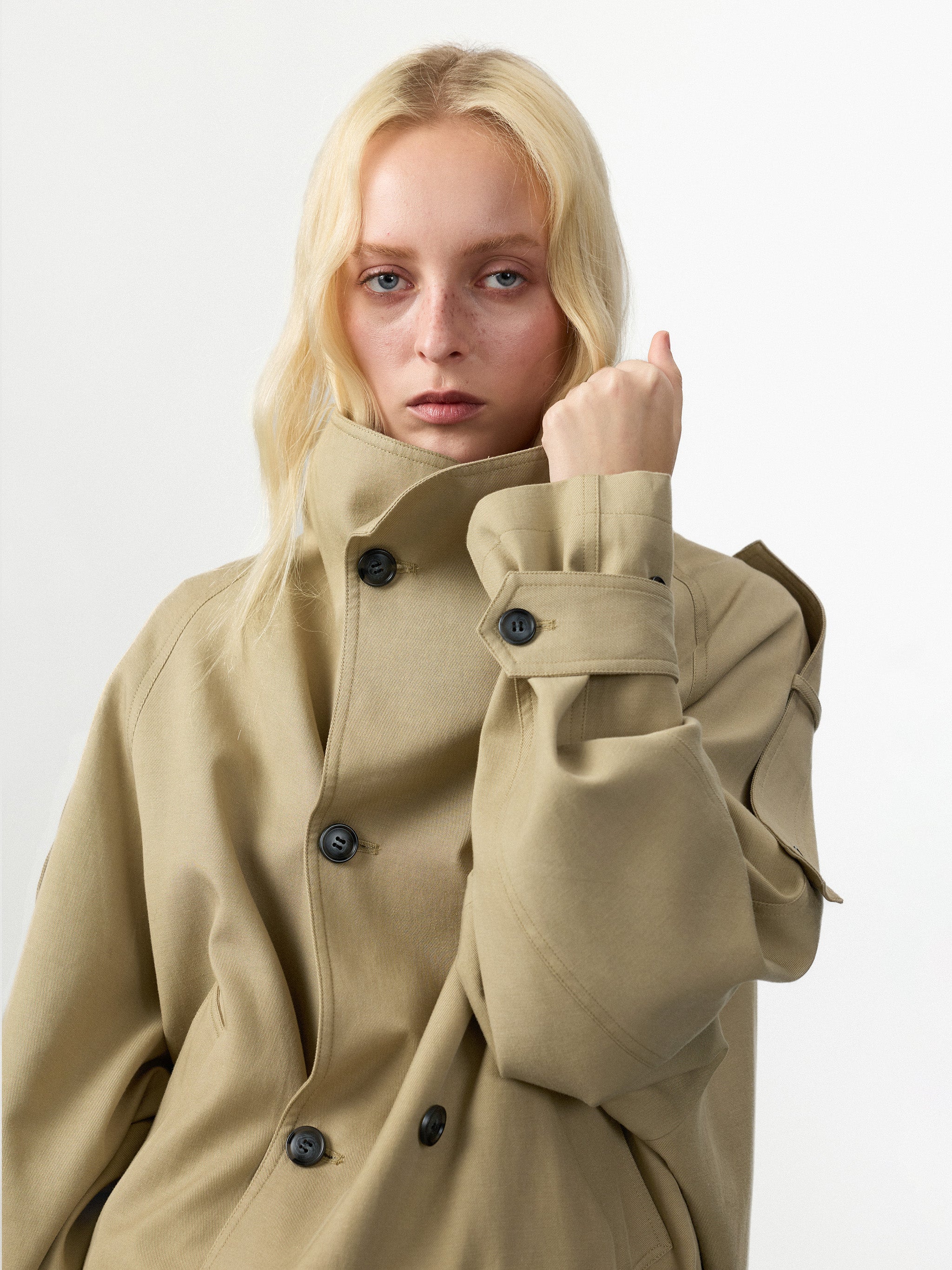 CUBIC Draped Collar Wrap Oversized Coat-2