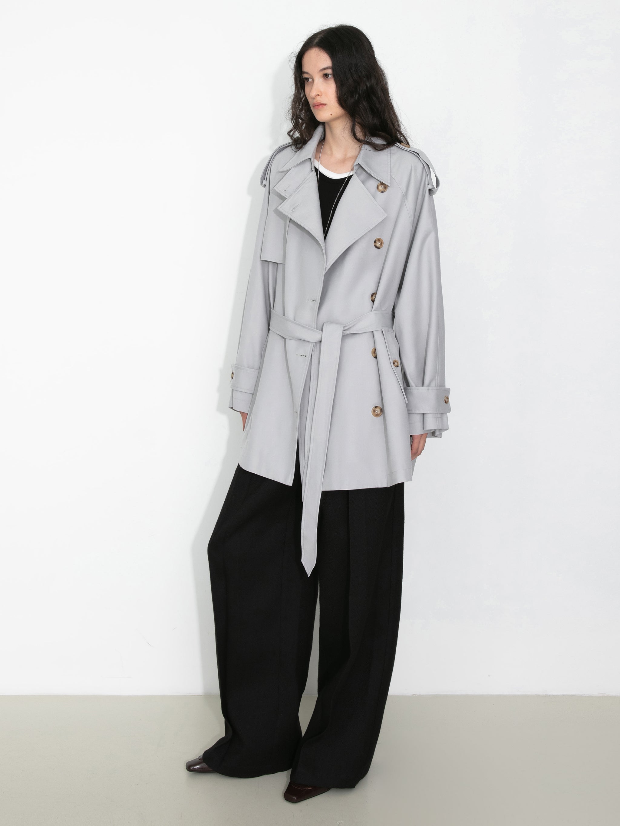 Oversized Mid-Length Trench Coat with Belt-2