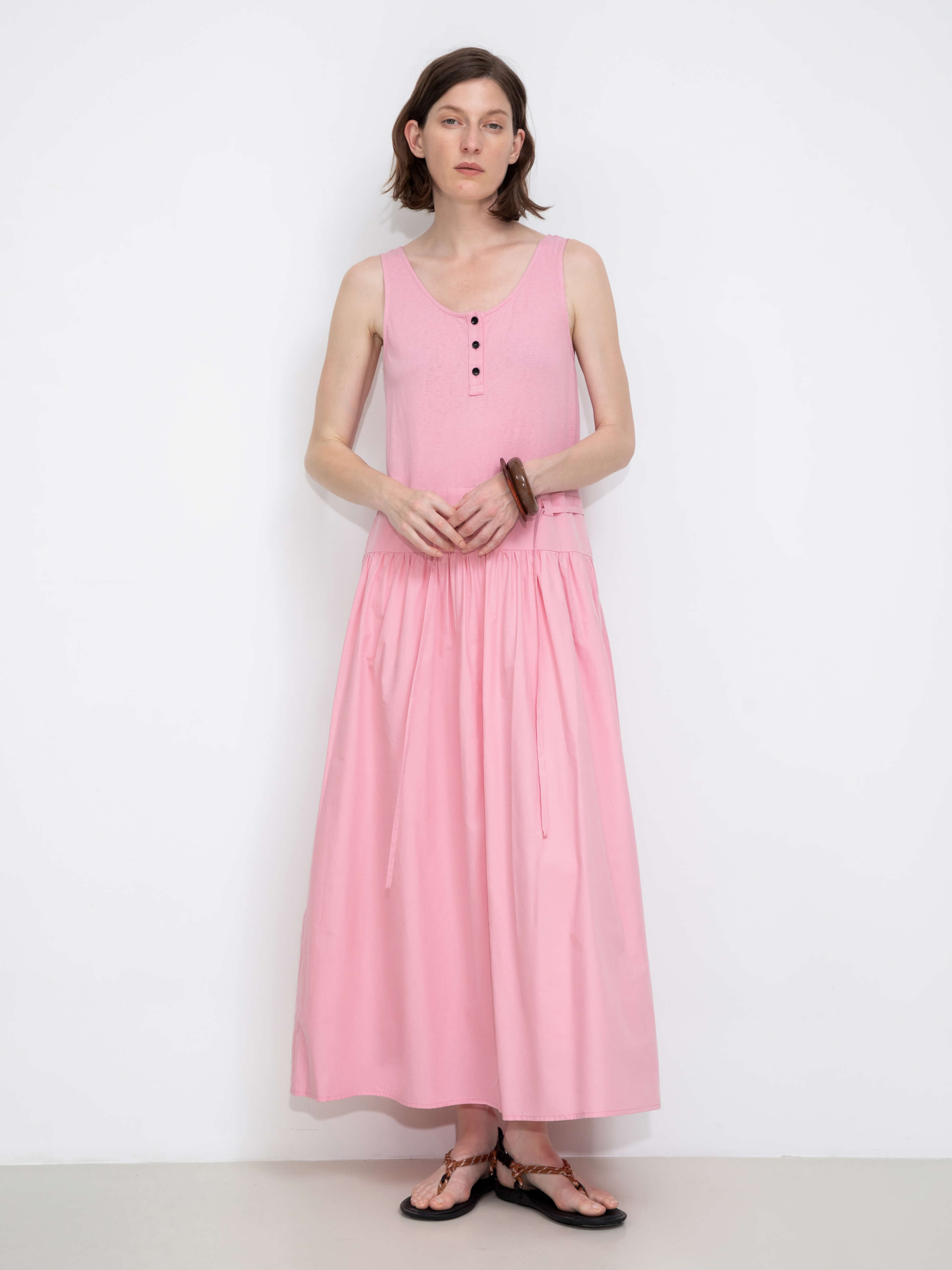 Panelled Henley Neck Vest Dress-2