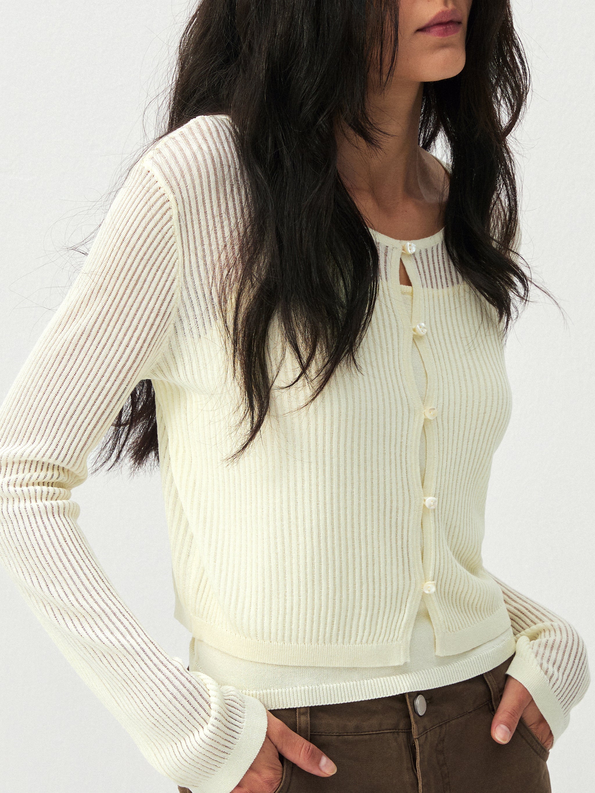 CUBIC Sheer Ribbed Knit Two-Piece Set-2