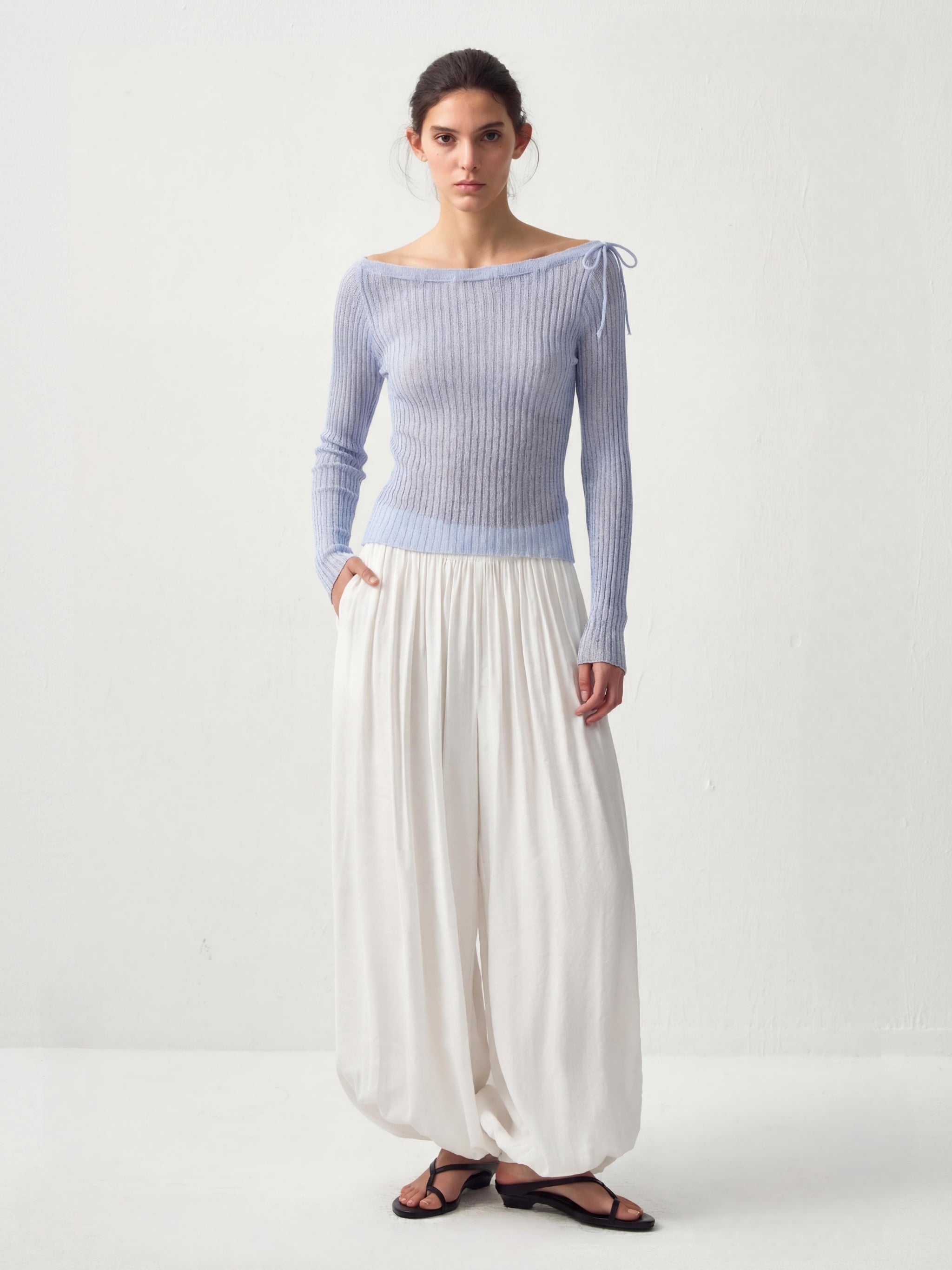 CUBIC Drawstring Rib Knit Top-5