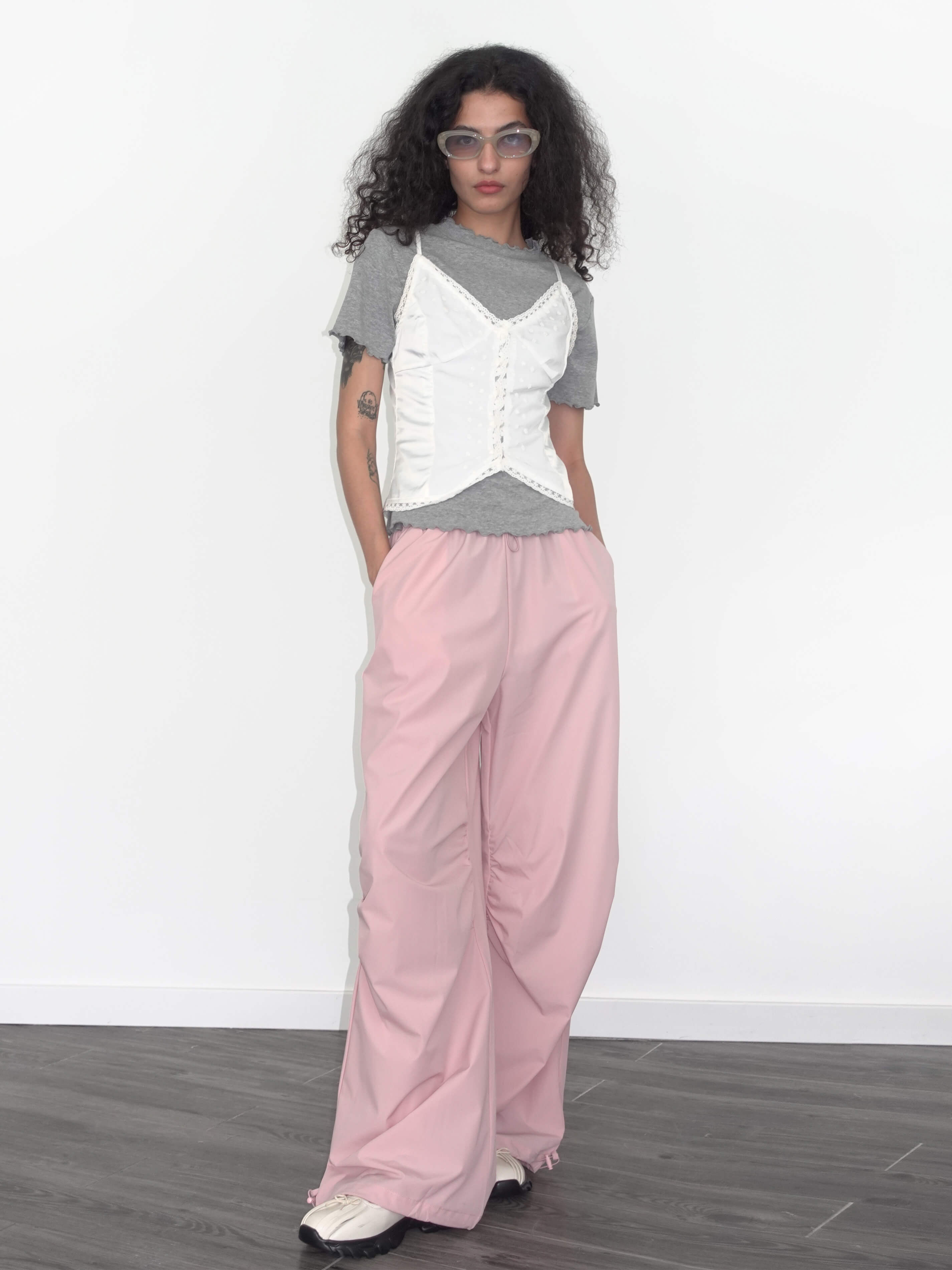 Loose Parachute Trousers with Elastic Waist-2
