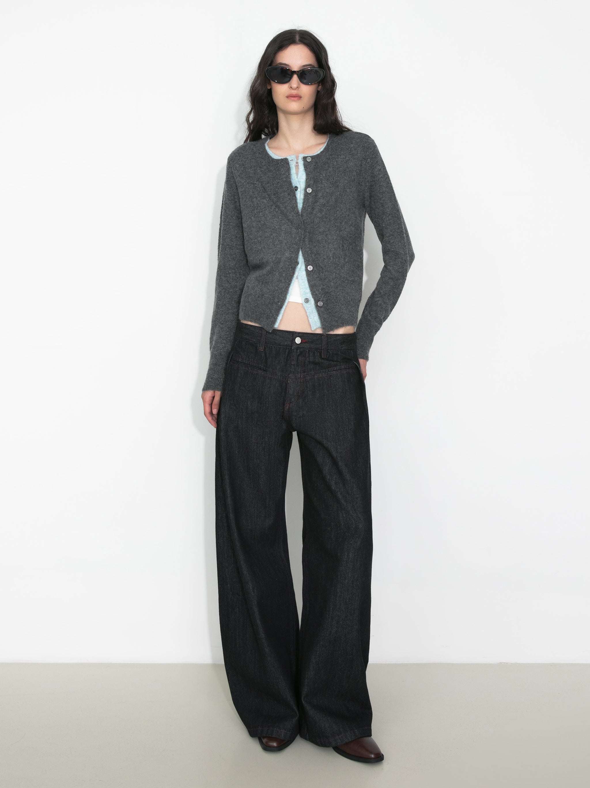 Crewneck Knit Button-Up Cardigan-2
