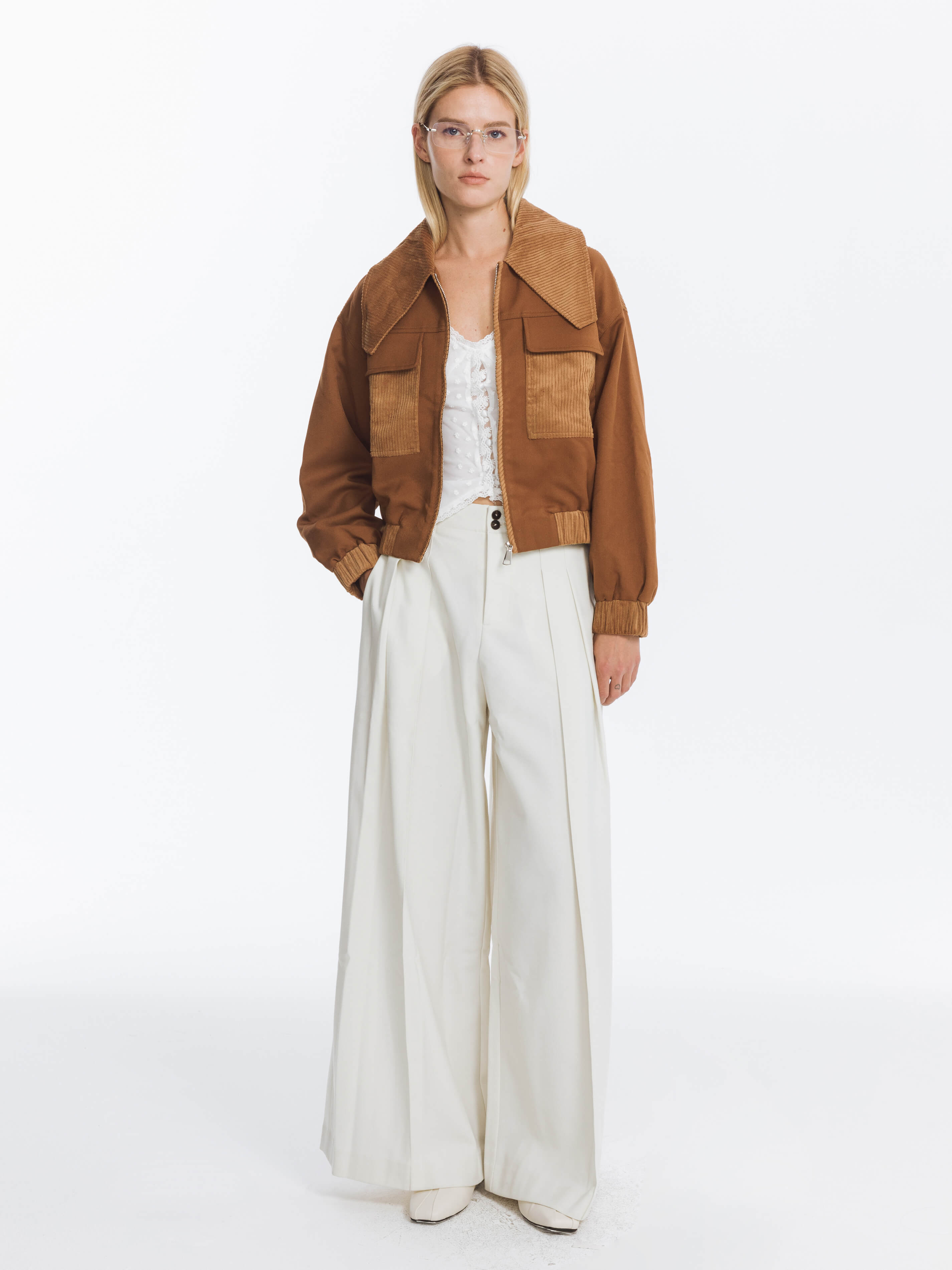 Wide Lapel Casual Jacket with Wool Blend-2