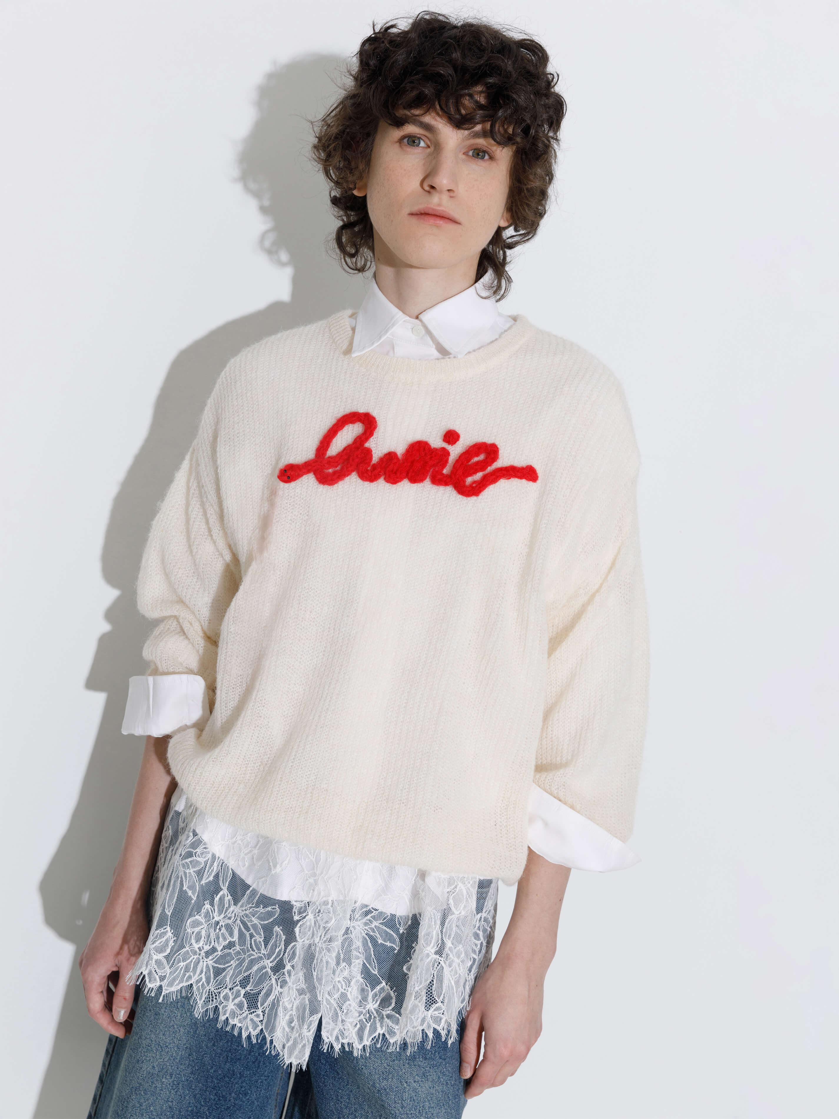 "CUBIC" Embroidered Crewneck Sweater-2