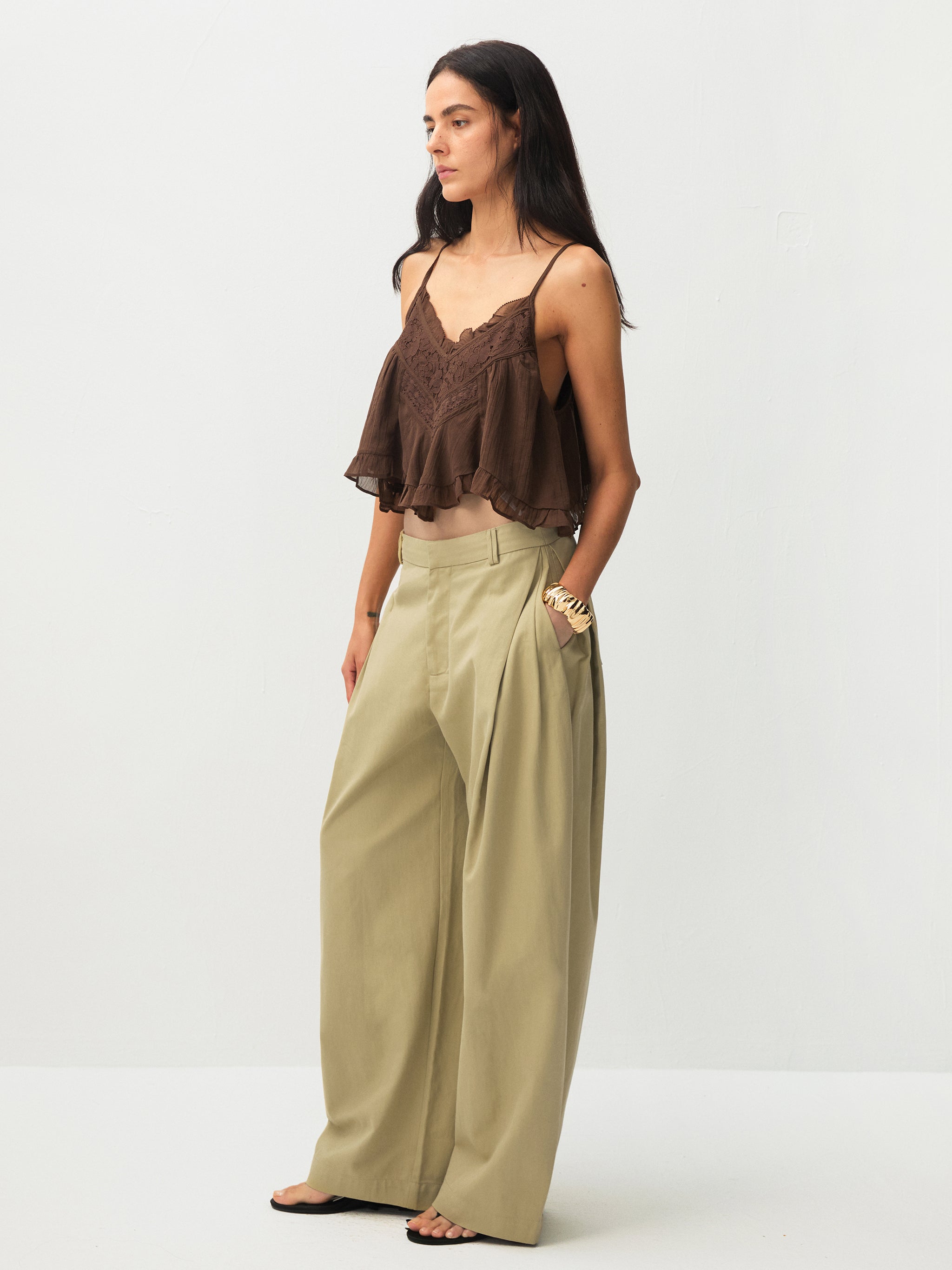 Wide-Leg Tapered Tailored Trousers-2