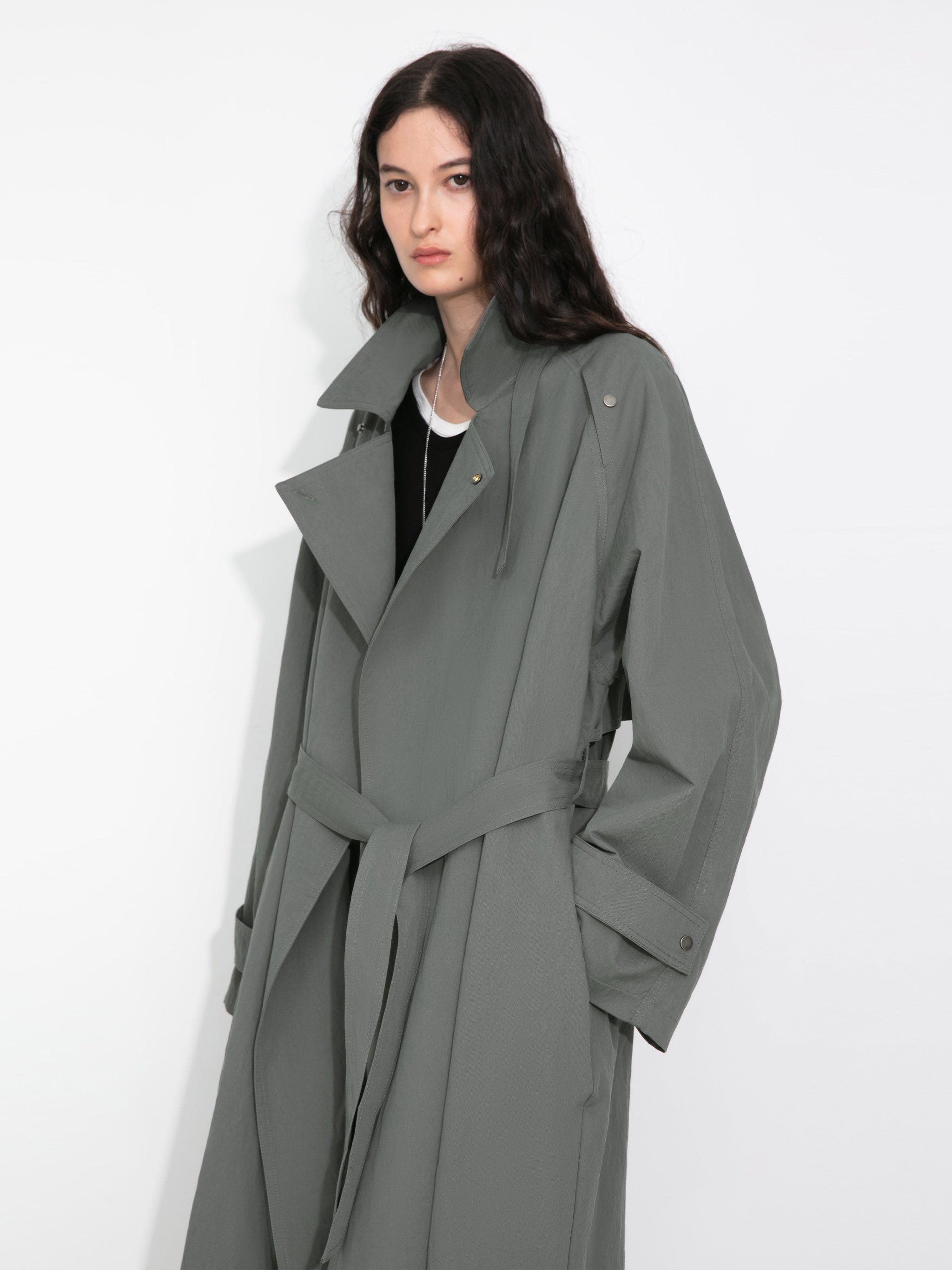 Oversized Large Lapel Long Trench Coat-2