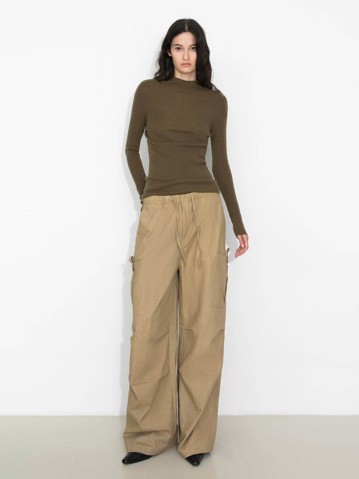 CUBIC 100% Wool Mock‑Neck Fitted Knit Top-2