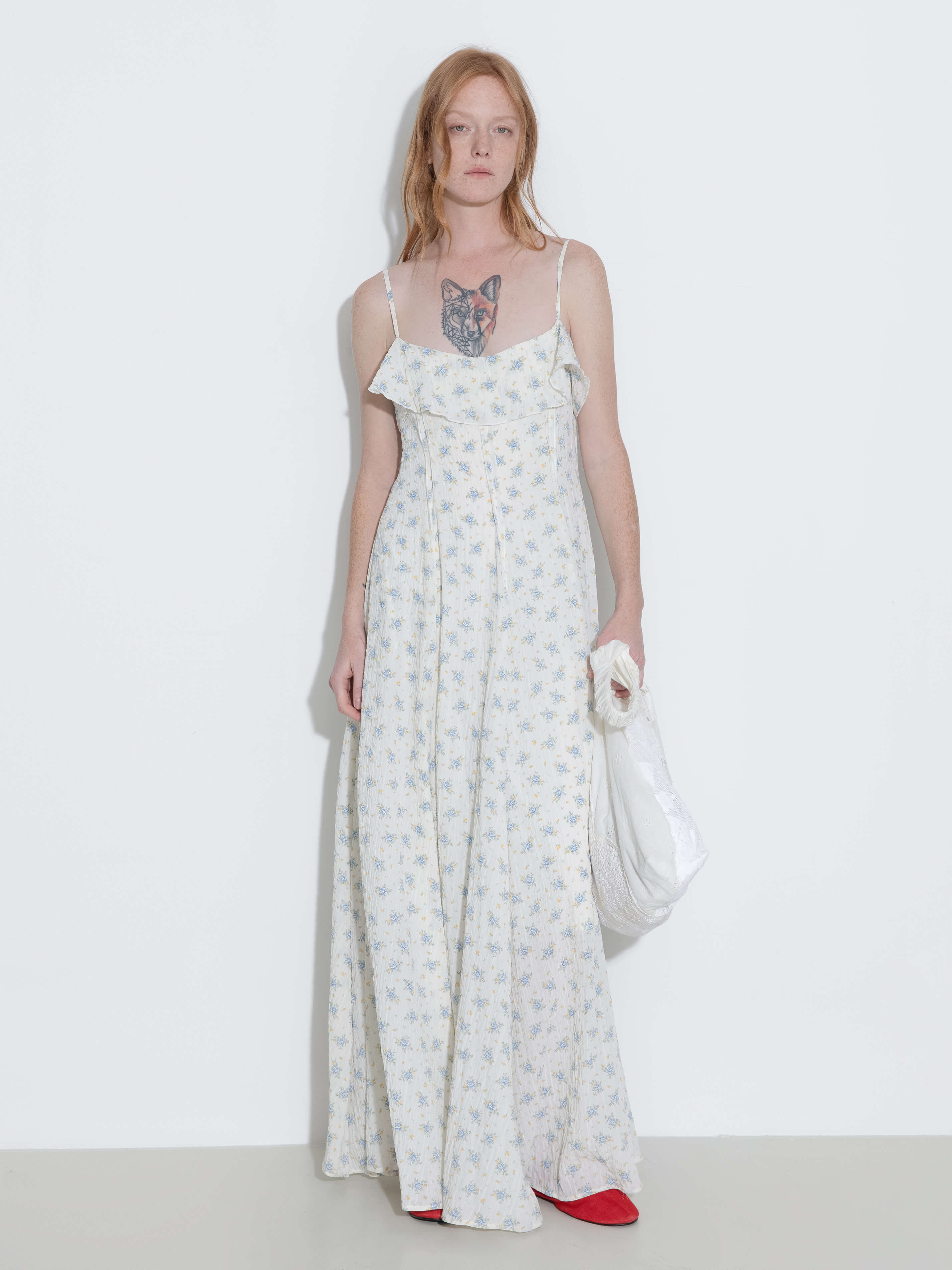 Waist Gathered Floral Sling Dress-2