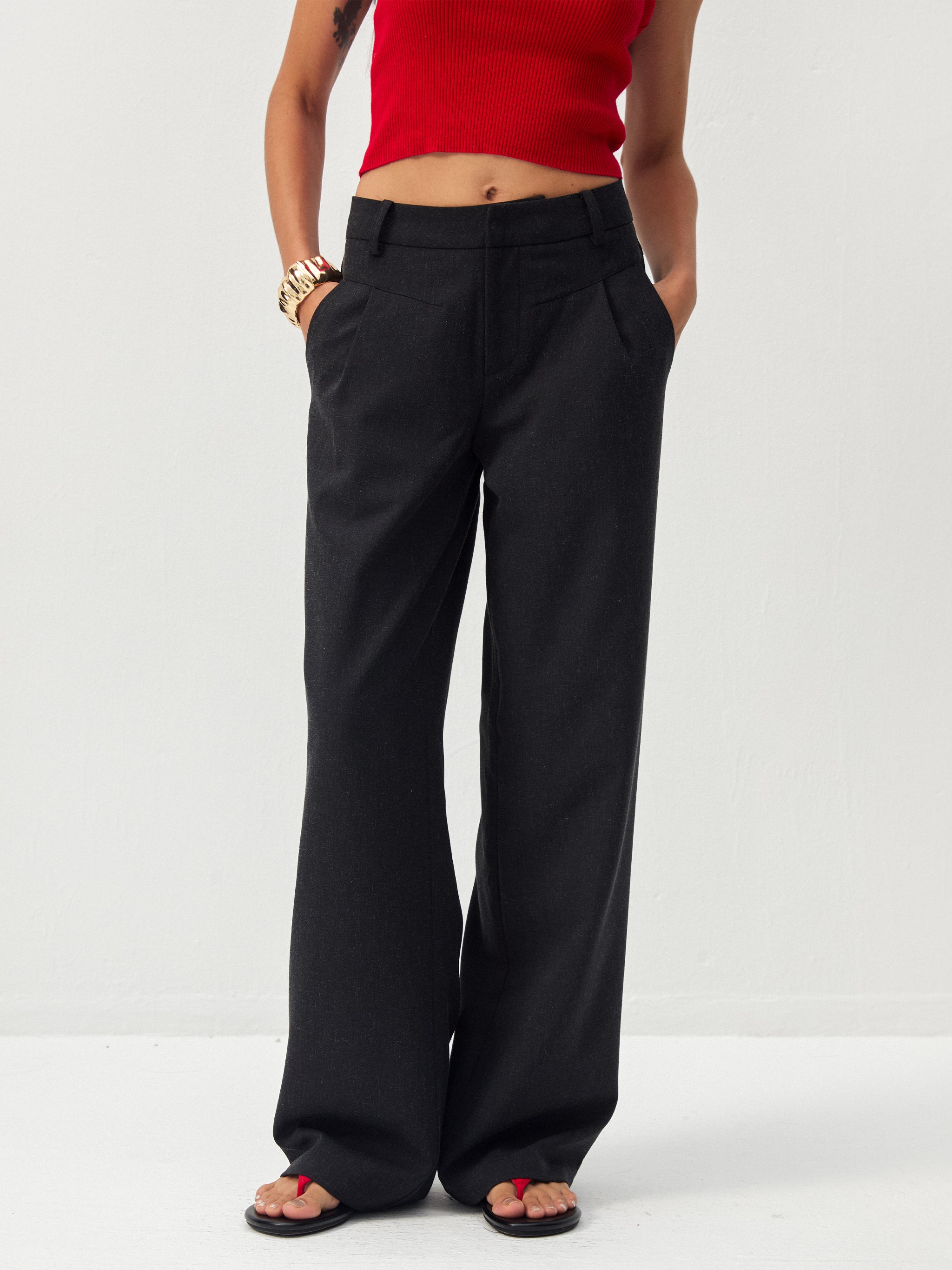 CUBIC Black High-Waisted Wide-Leg Pants-2