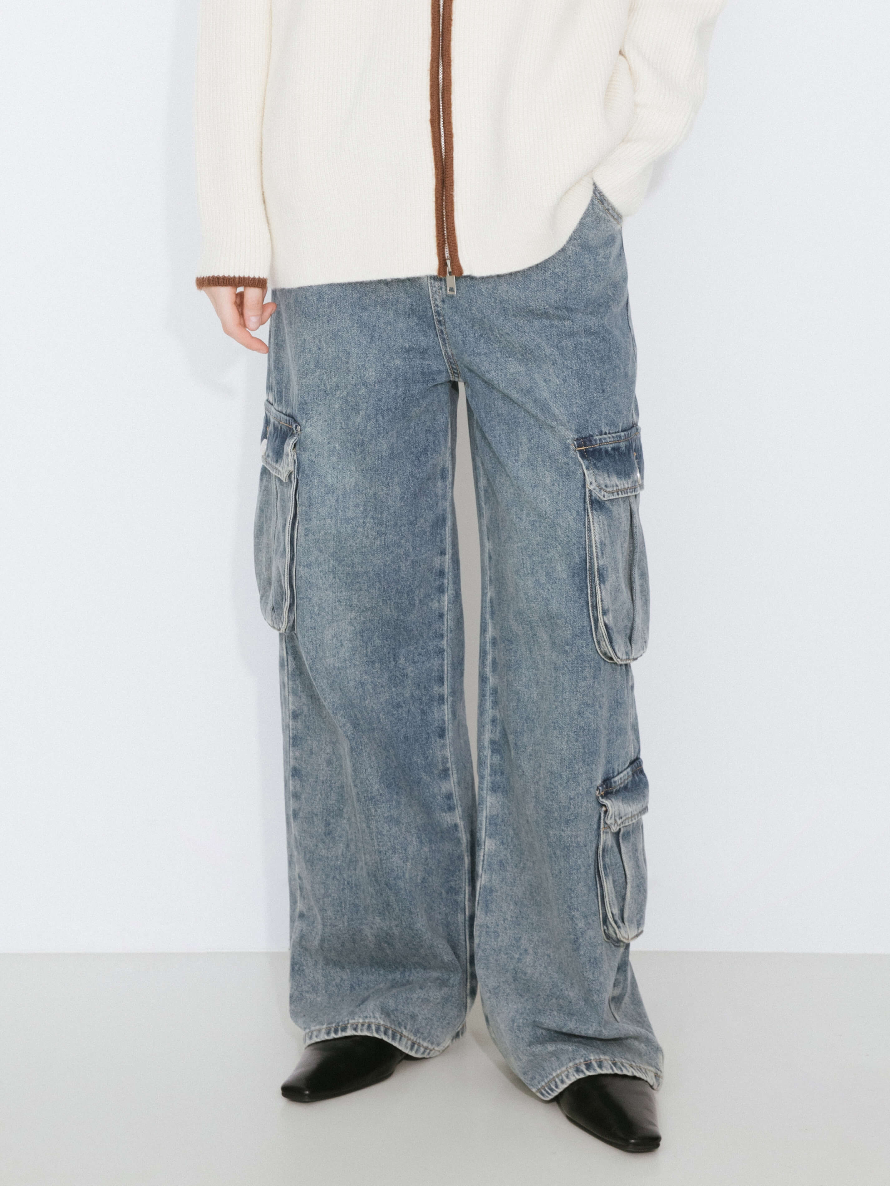 High Rise Cargo Jeans-2