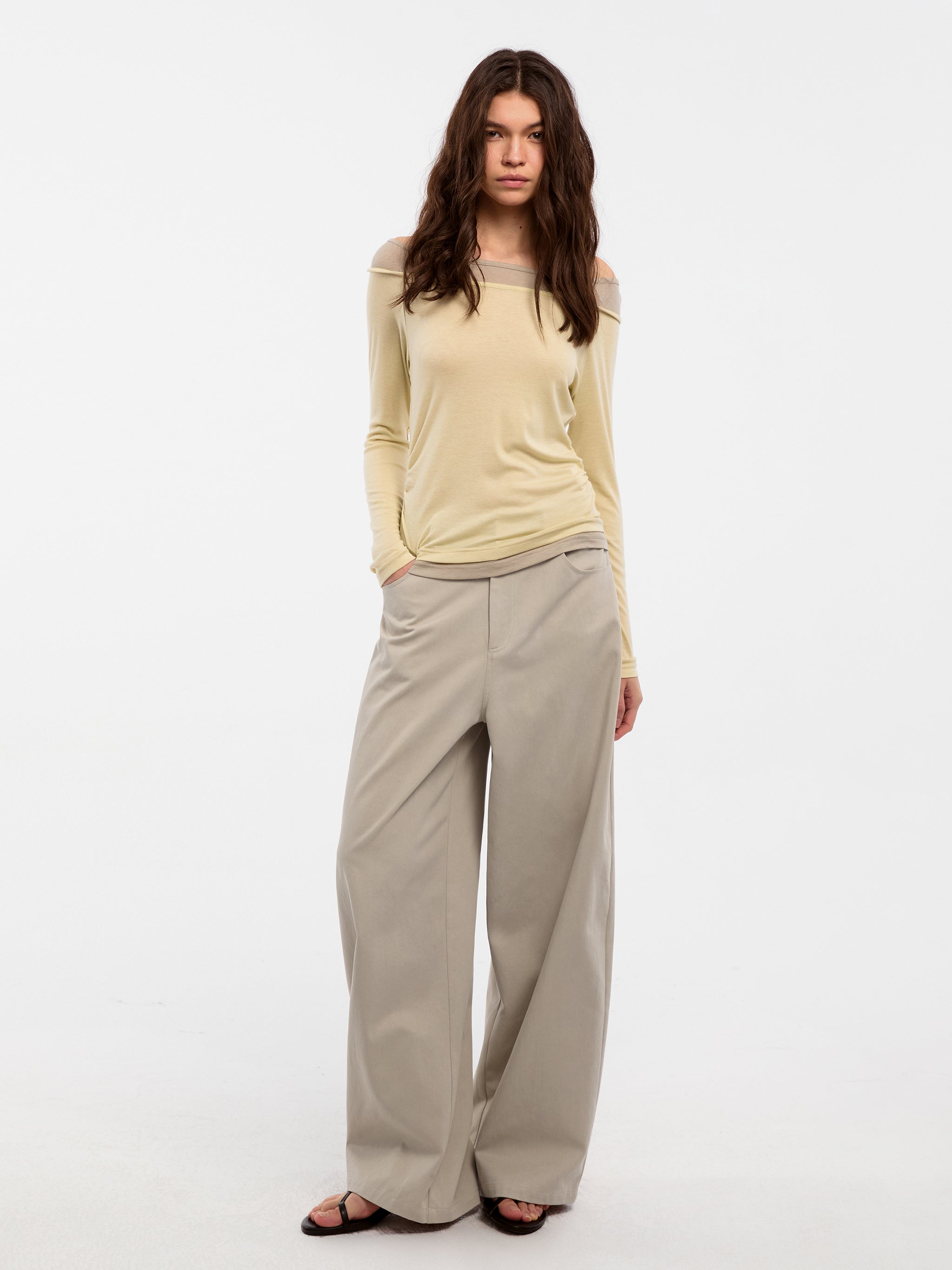 CUBIC Tencel Wool Blend Off-Shoulder T-Shirt