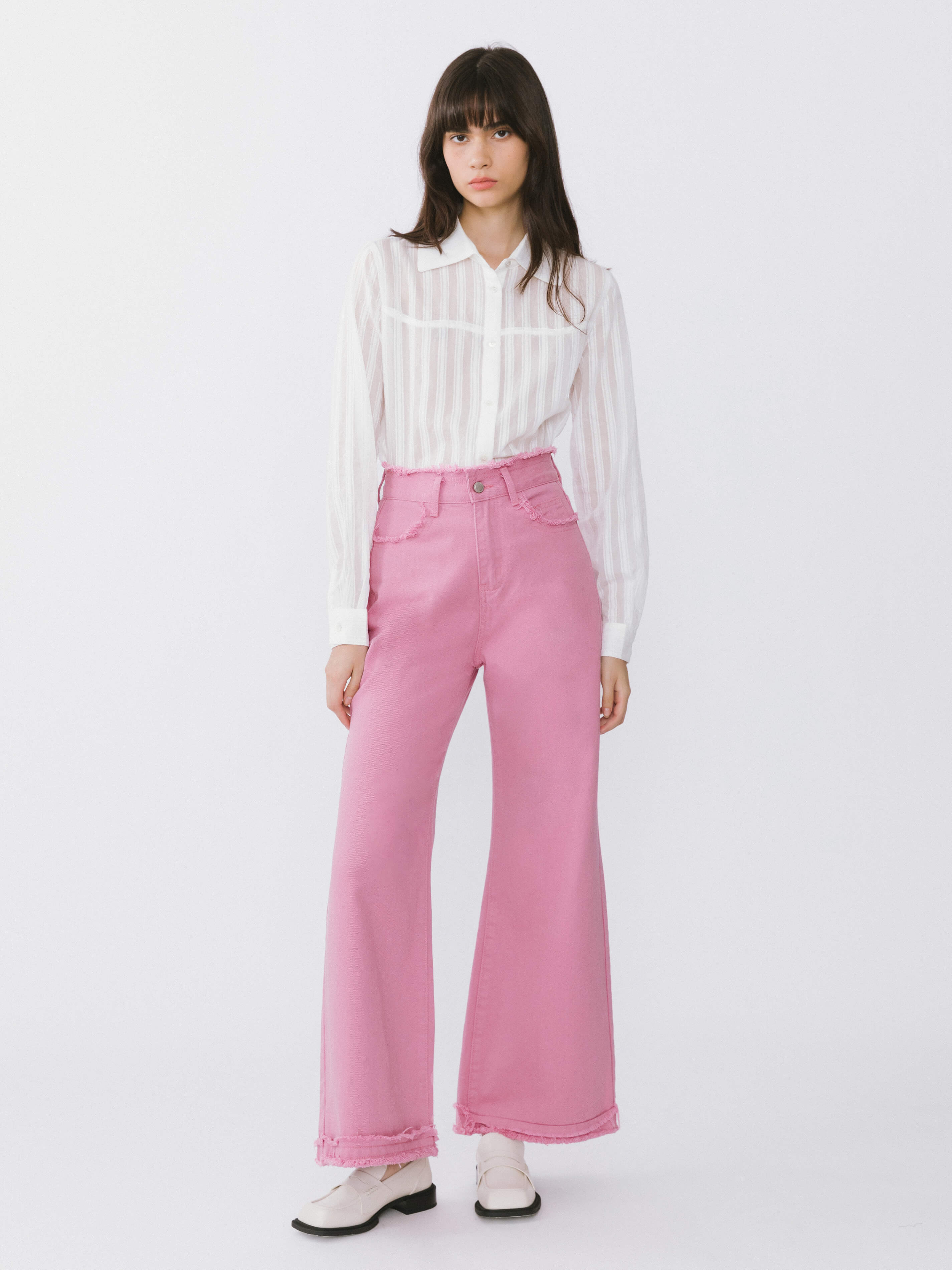 Raw Edge Wide Leg Jeans-2