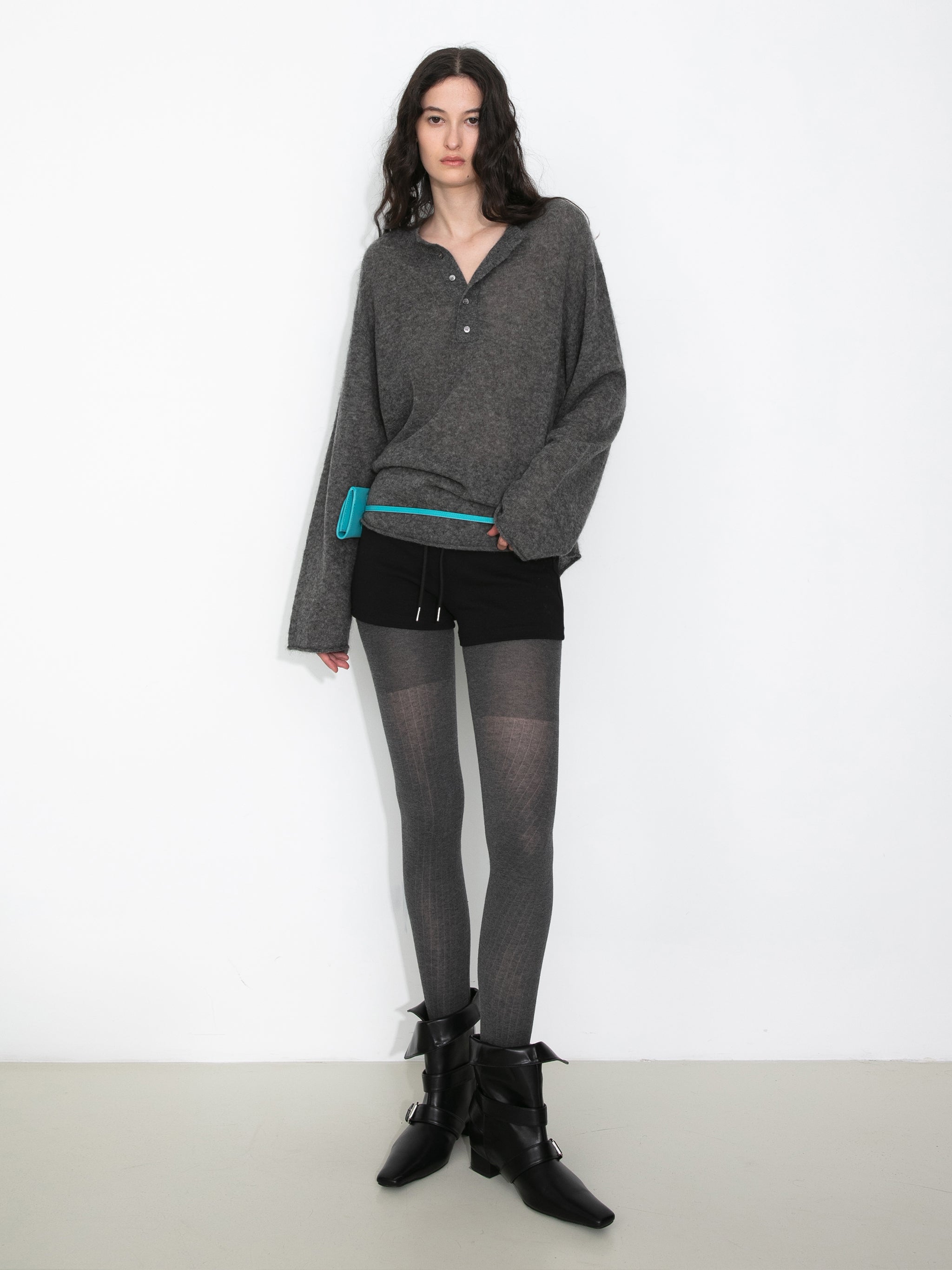 Henley Neck Loose-Fit Long-Sleeve Cover-Up-7