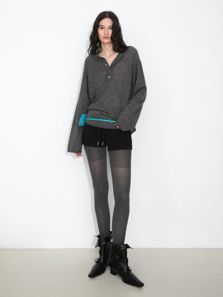 Henley Neck Loose-Fit Long-Sleeve Cover-Up