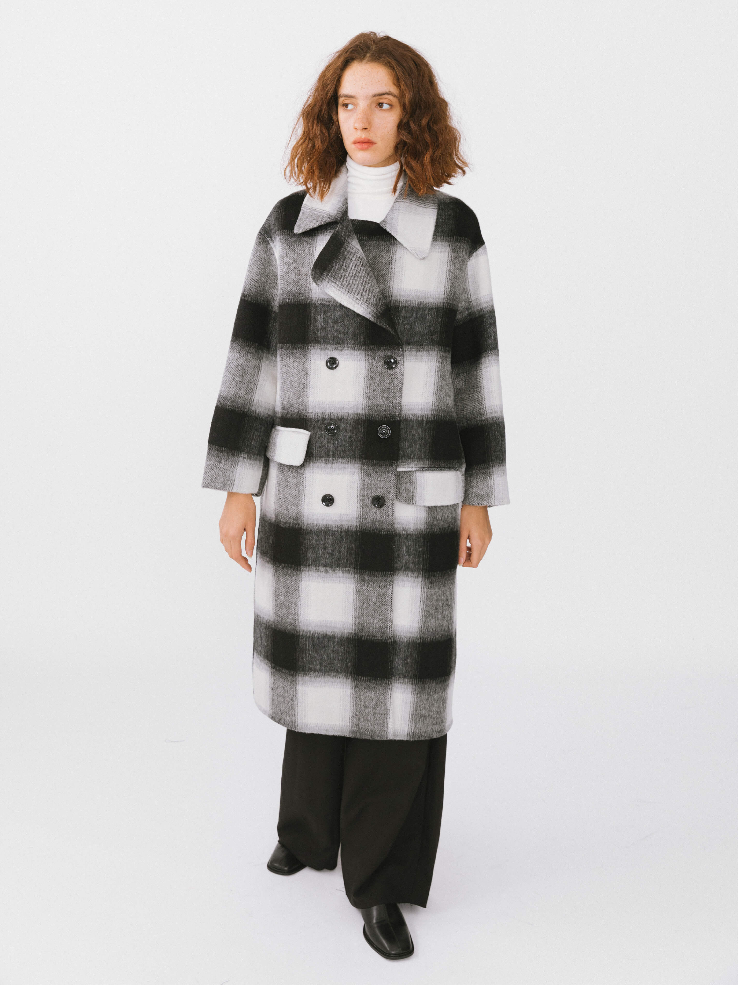 Classic Check Long Wool Coat-4