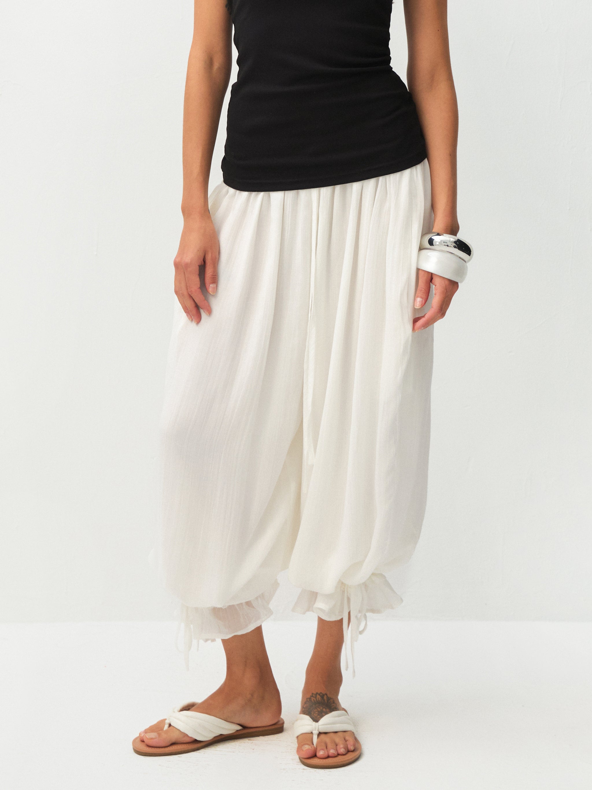 CUBIC  Lyocell Lace Ruffled  Balloon Pants-2