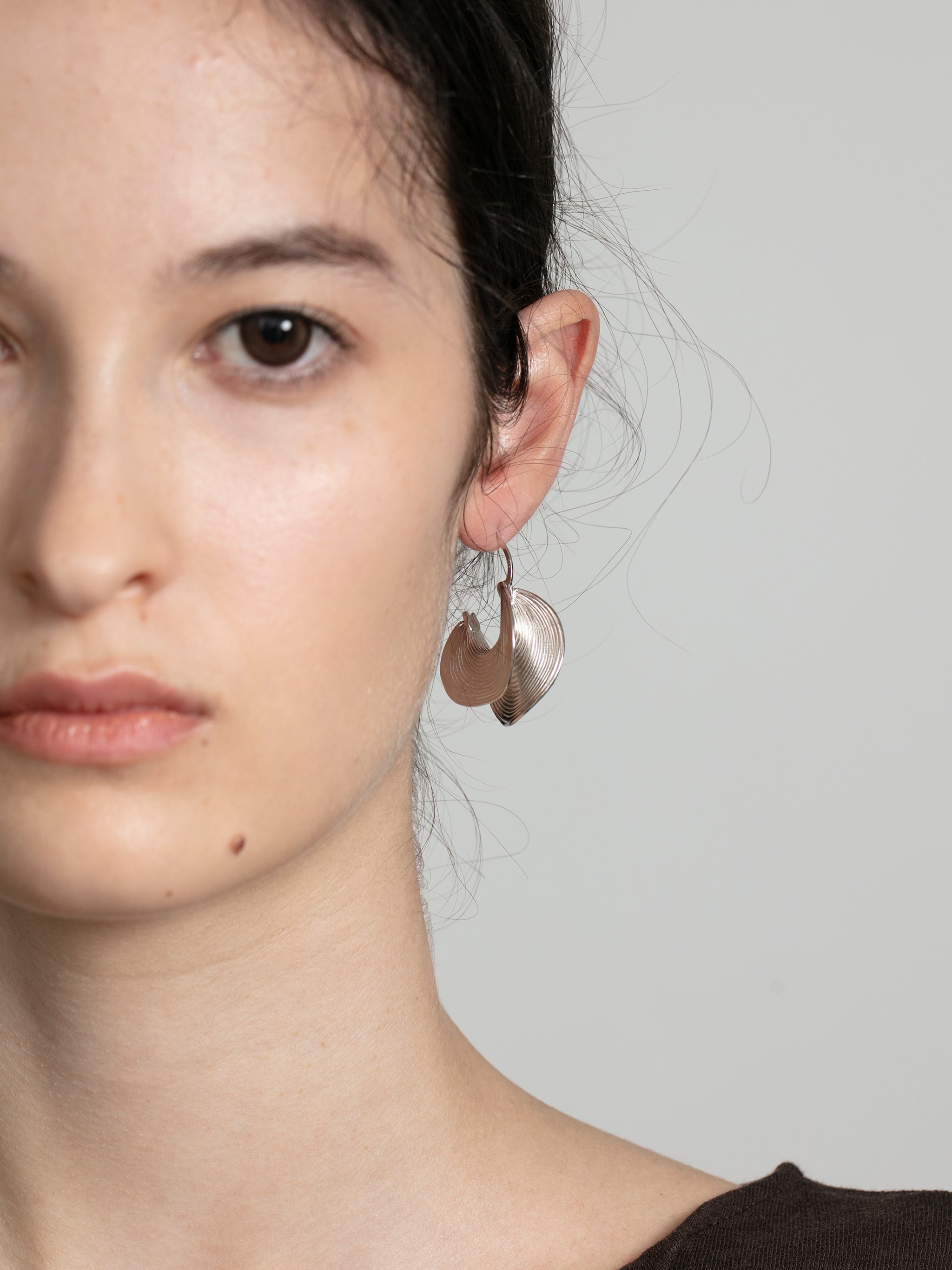 Layered Ripple Hoop Earrings-2