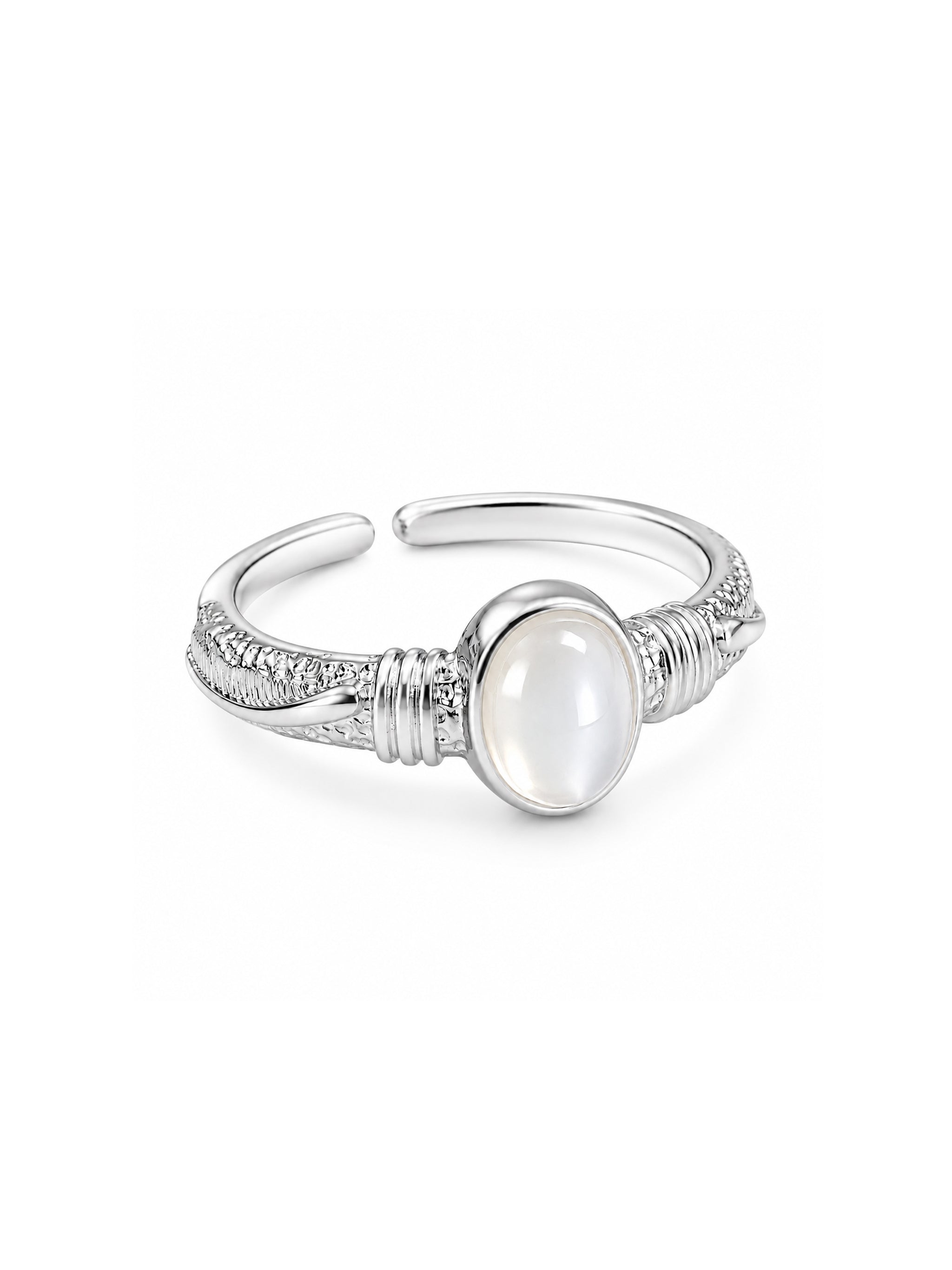 Mother-of-Pearl Silver Open Ring-2