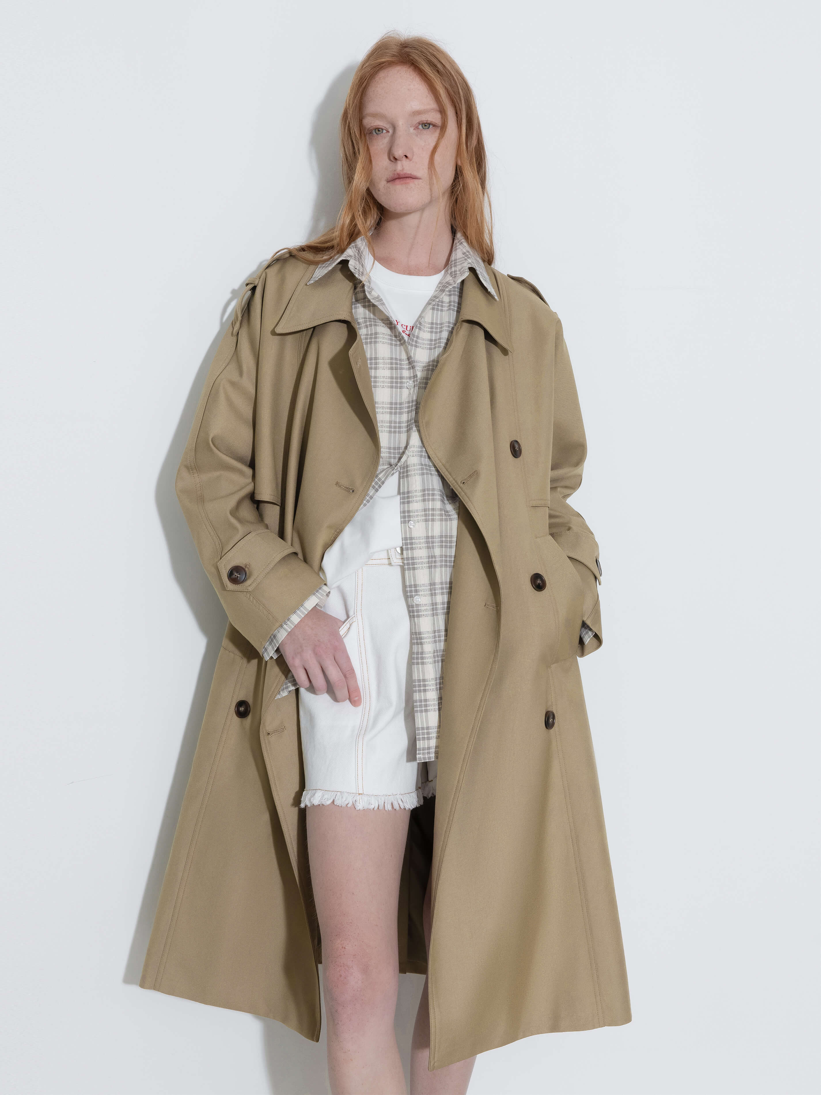 Double Breasted Trench Coat with Belt