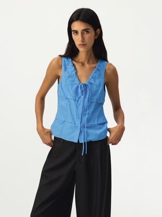 CUBIC Sleeveless Ruffle Tie-Front Top