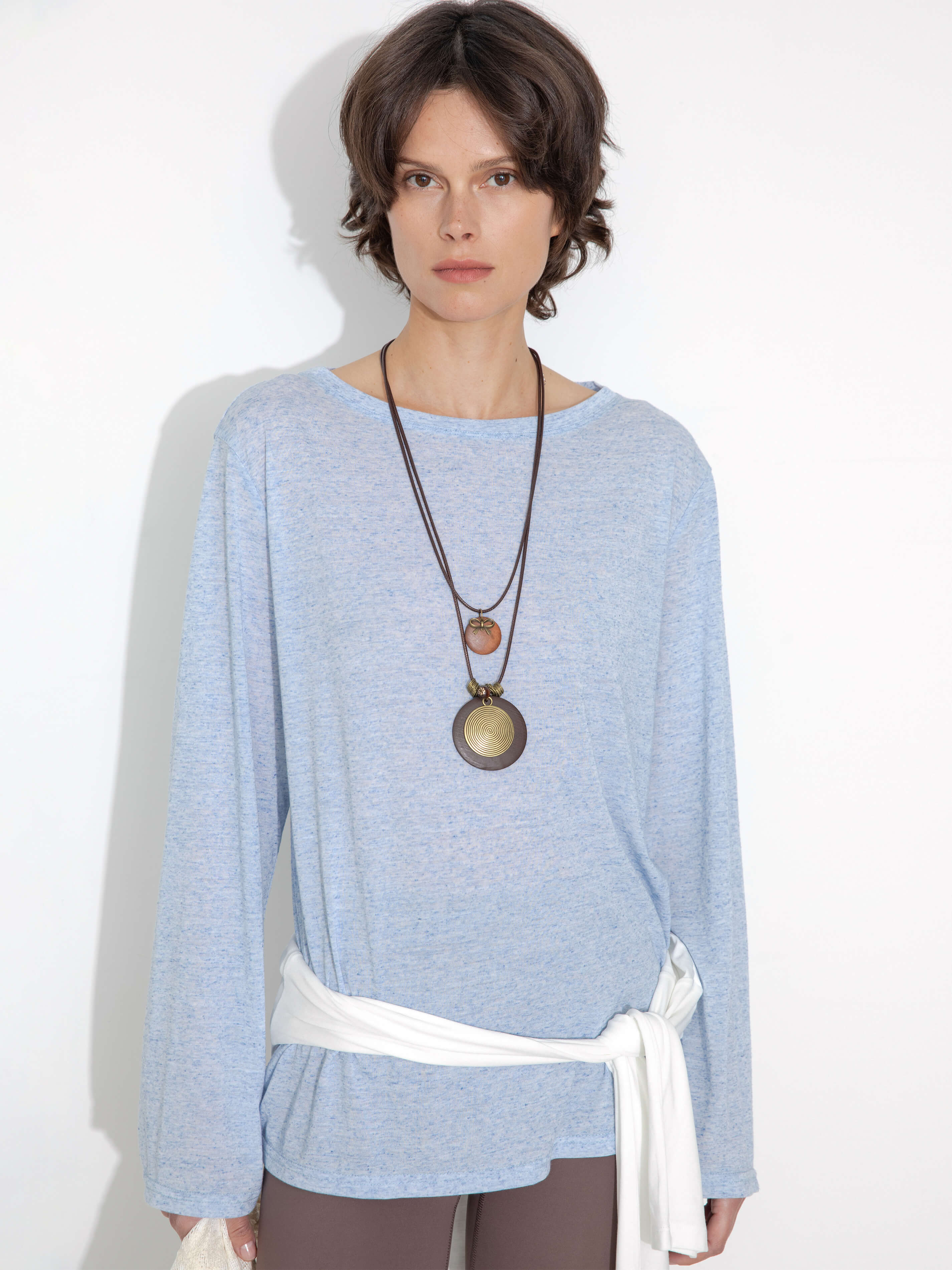 Loose Crew Neck Long Sleeve Knit Top-2