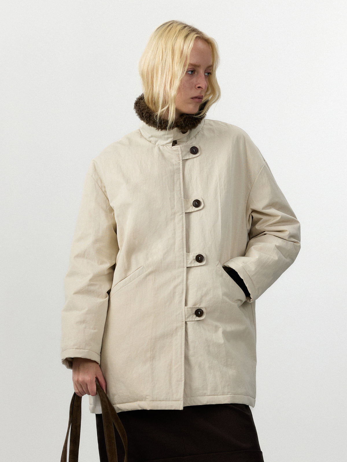 CUBIC Faux‑Fur Collar Oversized Down Coat-2