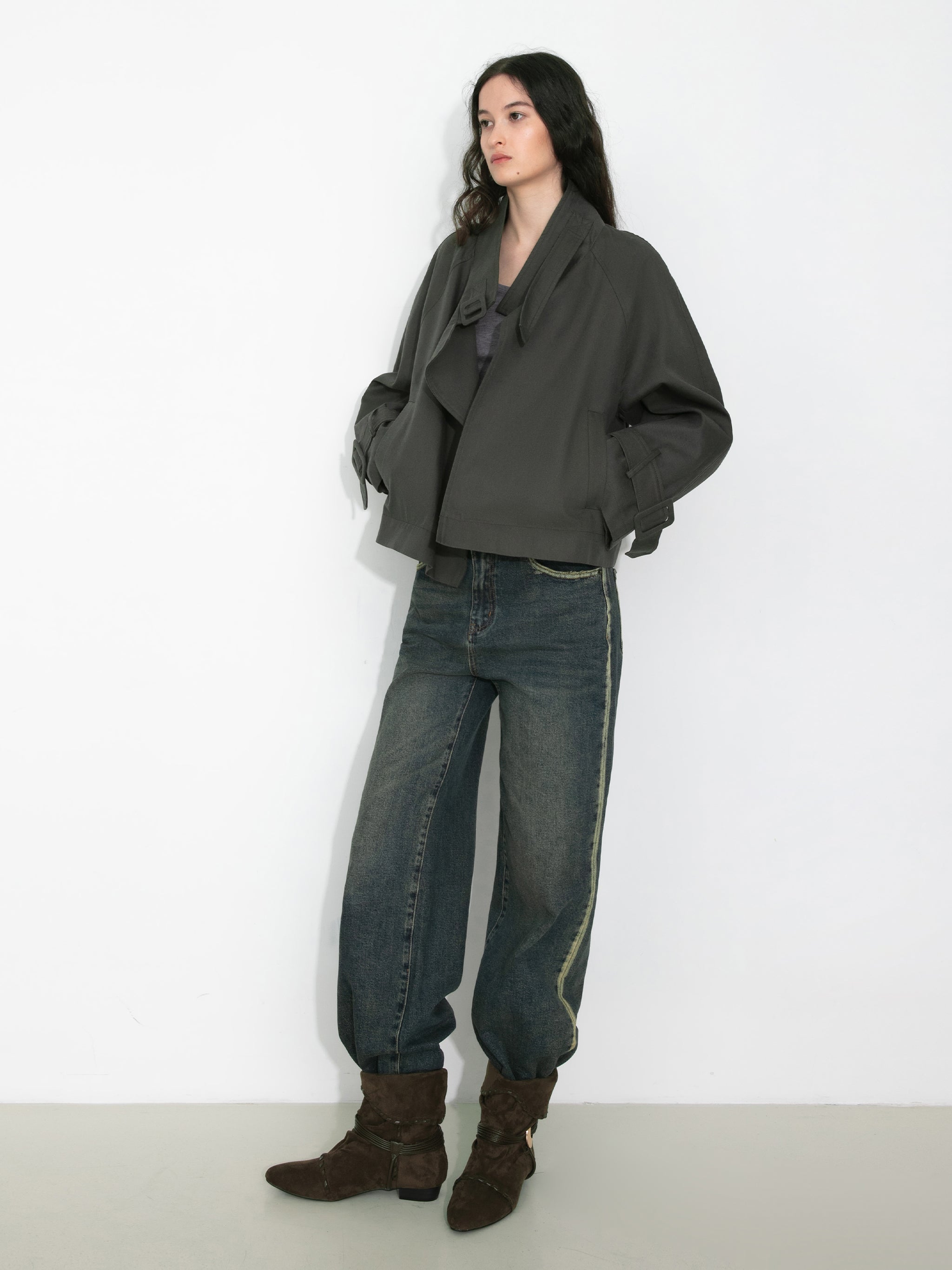 Overlay Cropped Trench Coat-2