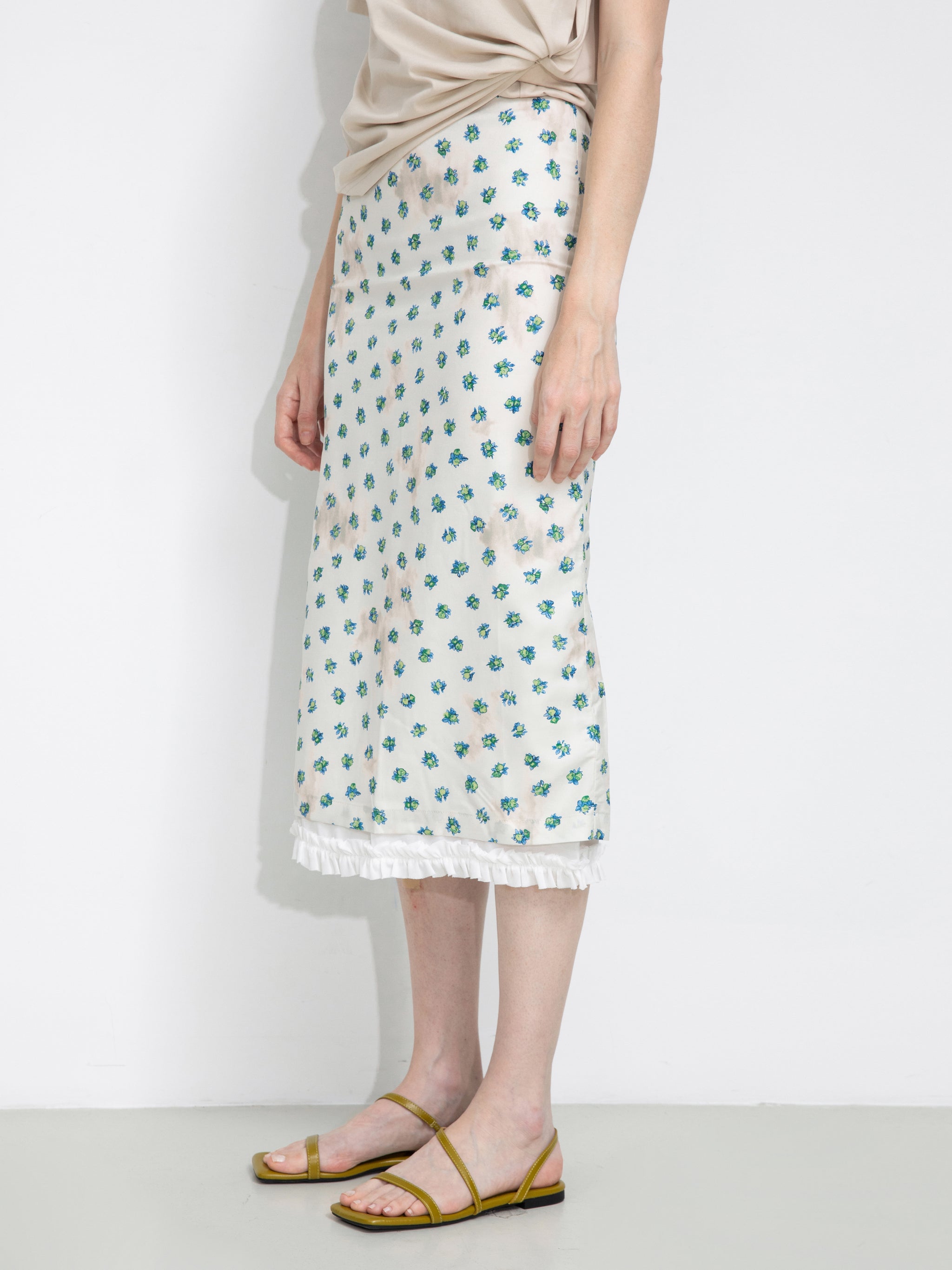 Lace Patchwork Floral Printed Skirt-2
