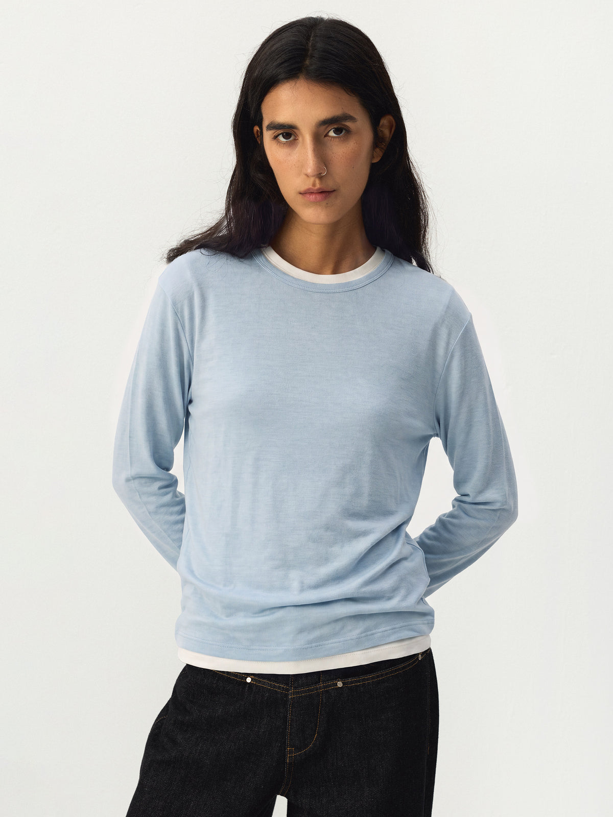CUBIC Layered Crew Neck Top-2