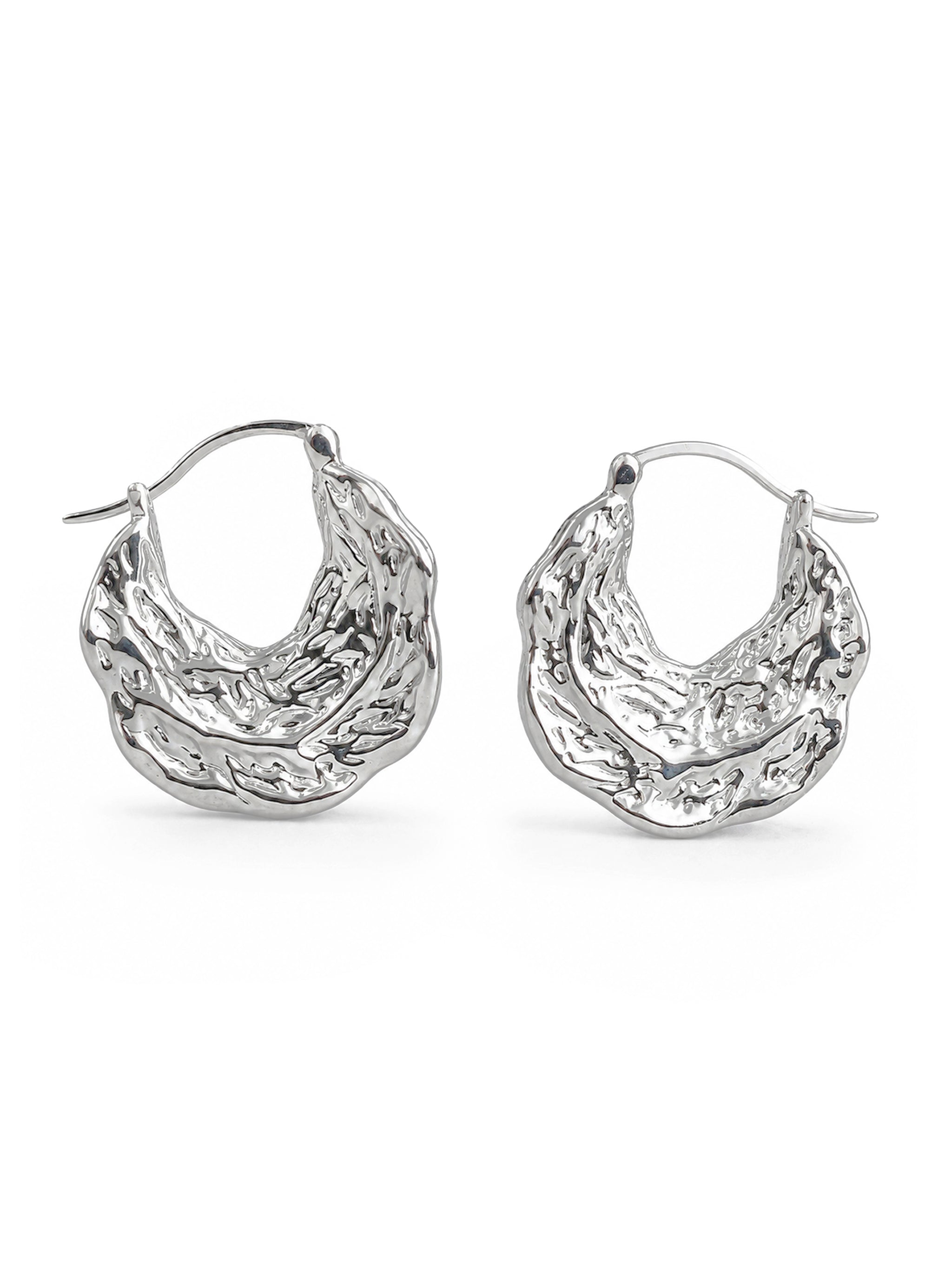 Textured Layered Hoop Earrings-3