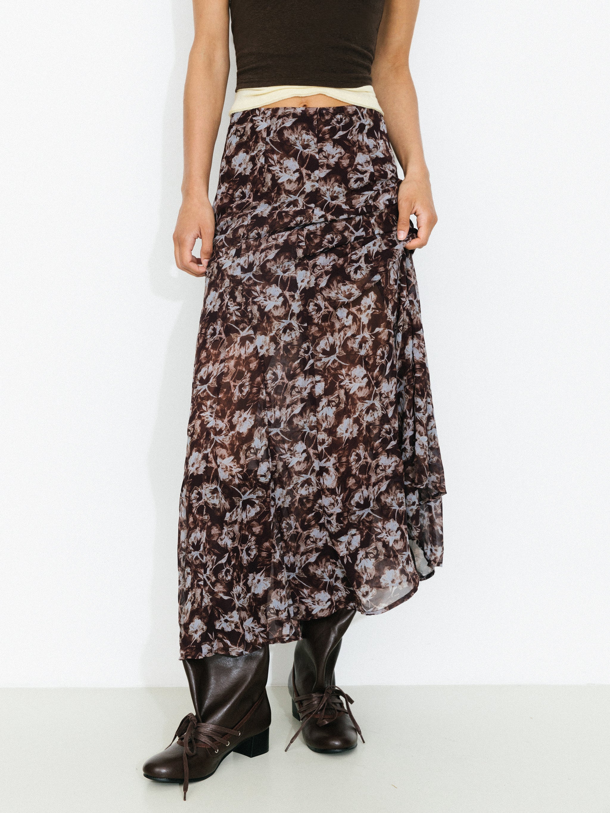 Floral A-Line Maxi Skirt-2