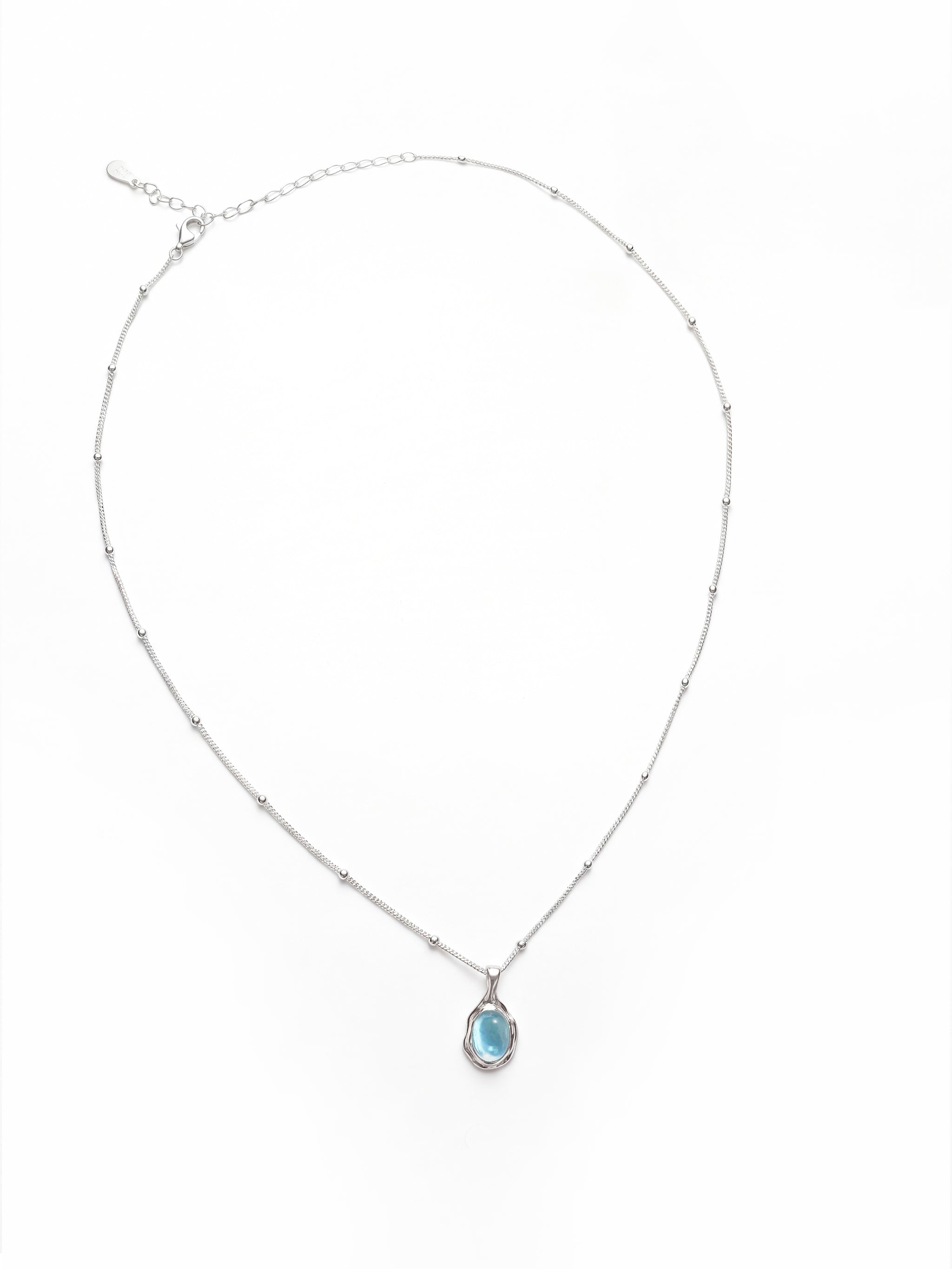Aquamarine Pendant Silver Necklace-3