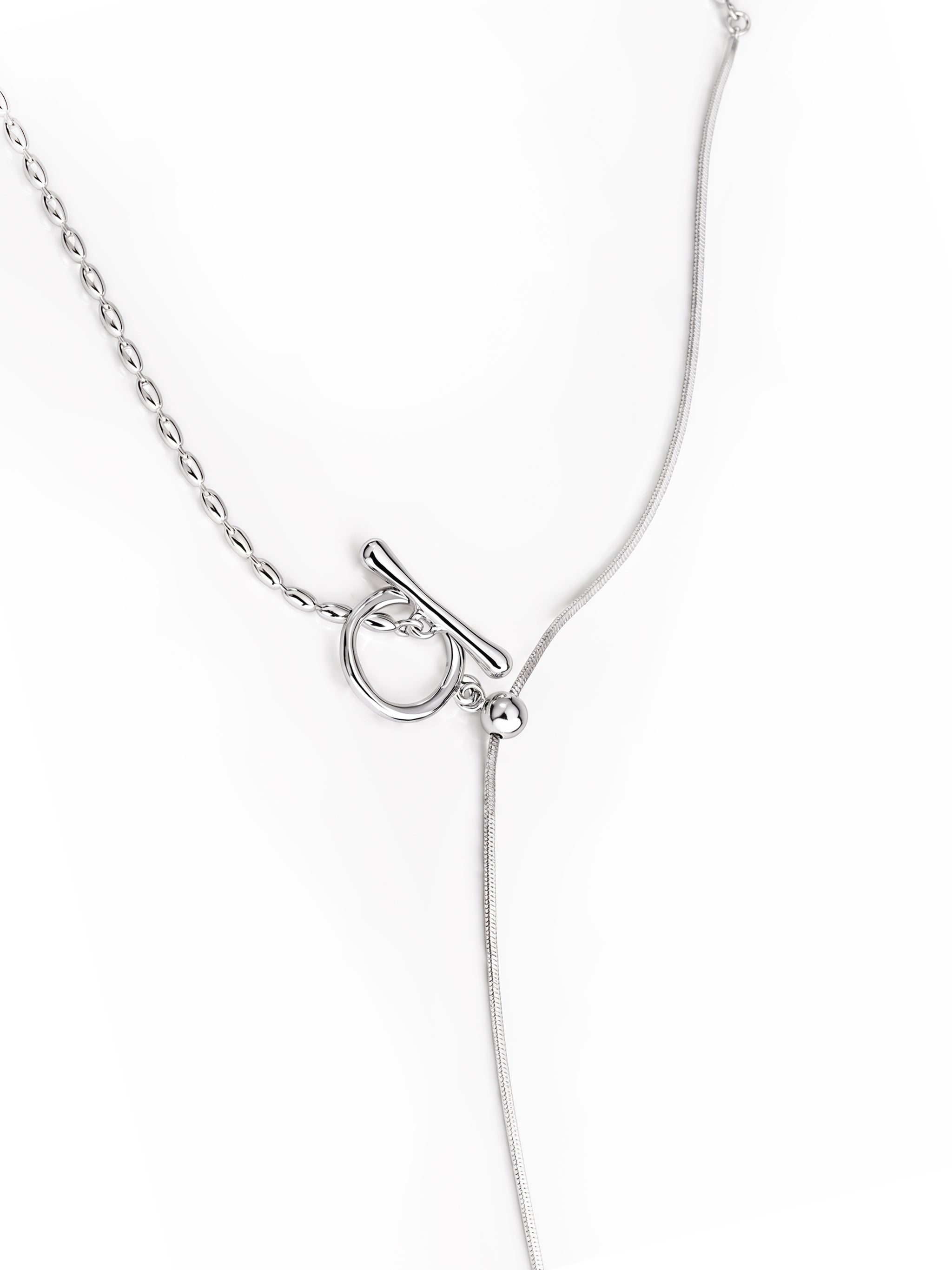 OT Clasp Vertical Bar Pearl Drop Necklace-2