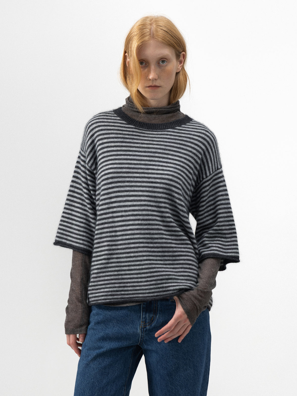 CUBIC Relaxed Striped Fluffy Knit Top-2