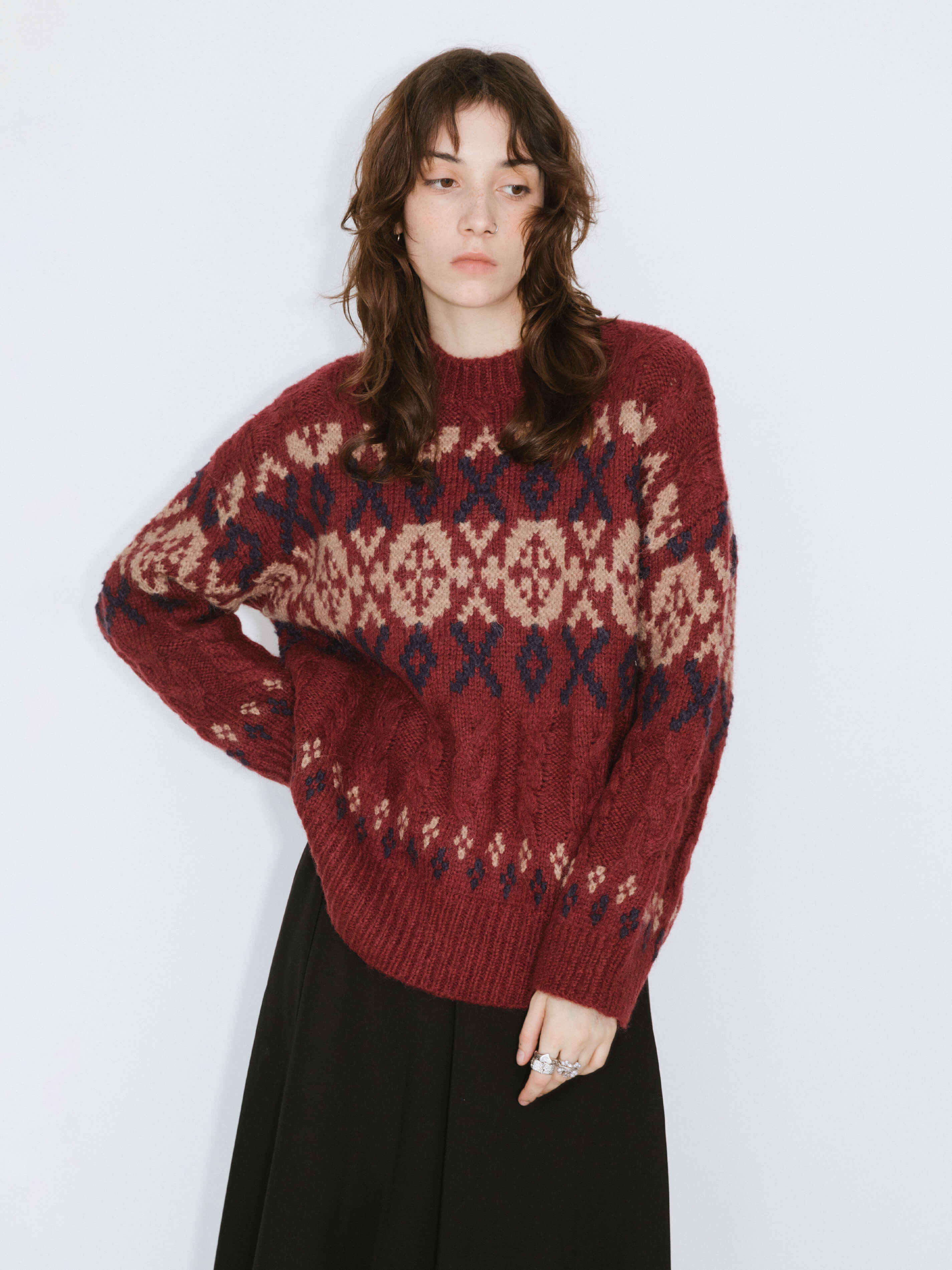 Mock Neck Boxy Knit Sweater-2