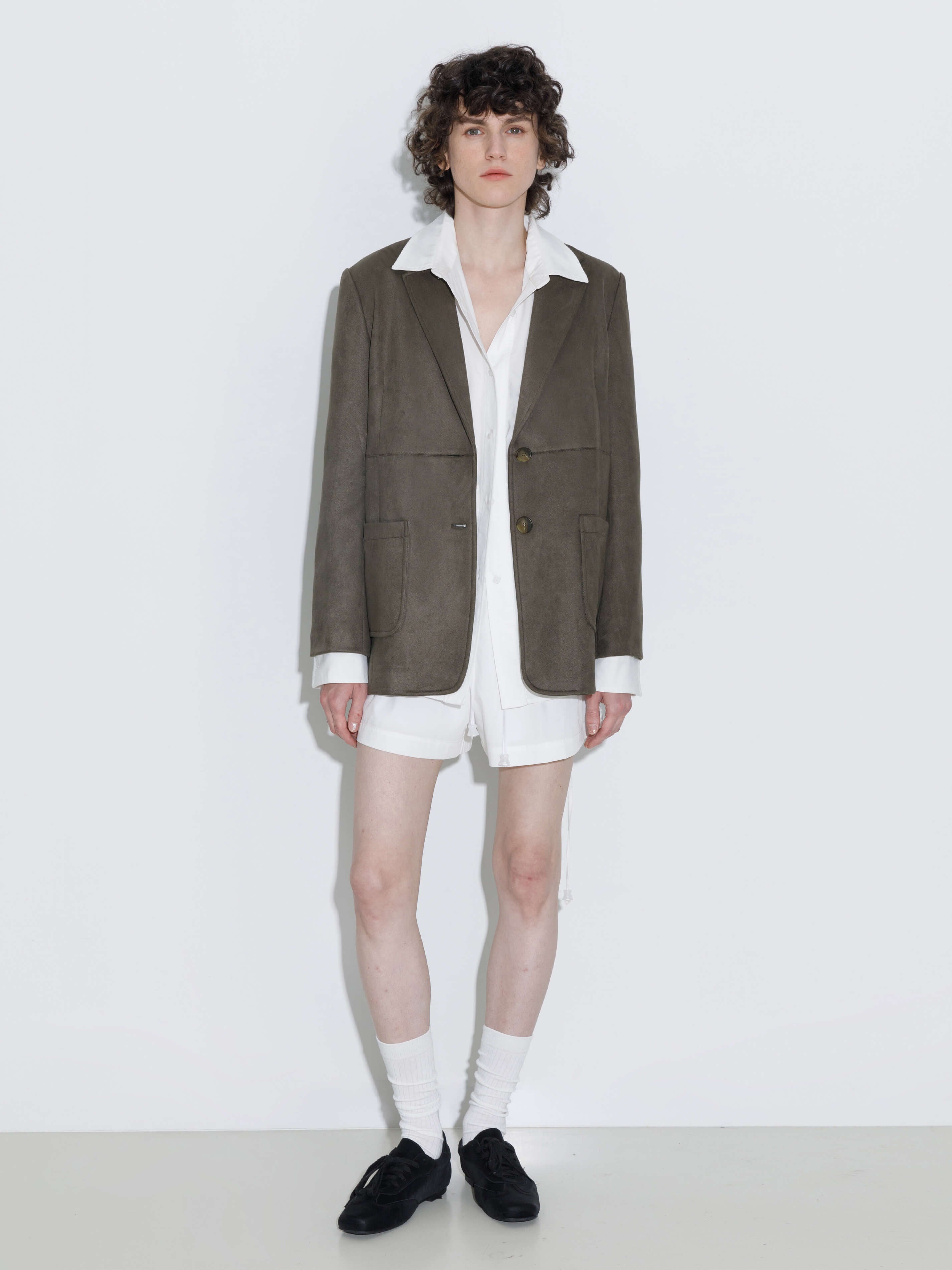 ONE BY CUBIC Silky Tailored Suede Jacket-12