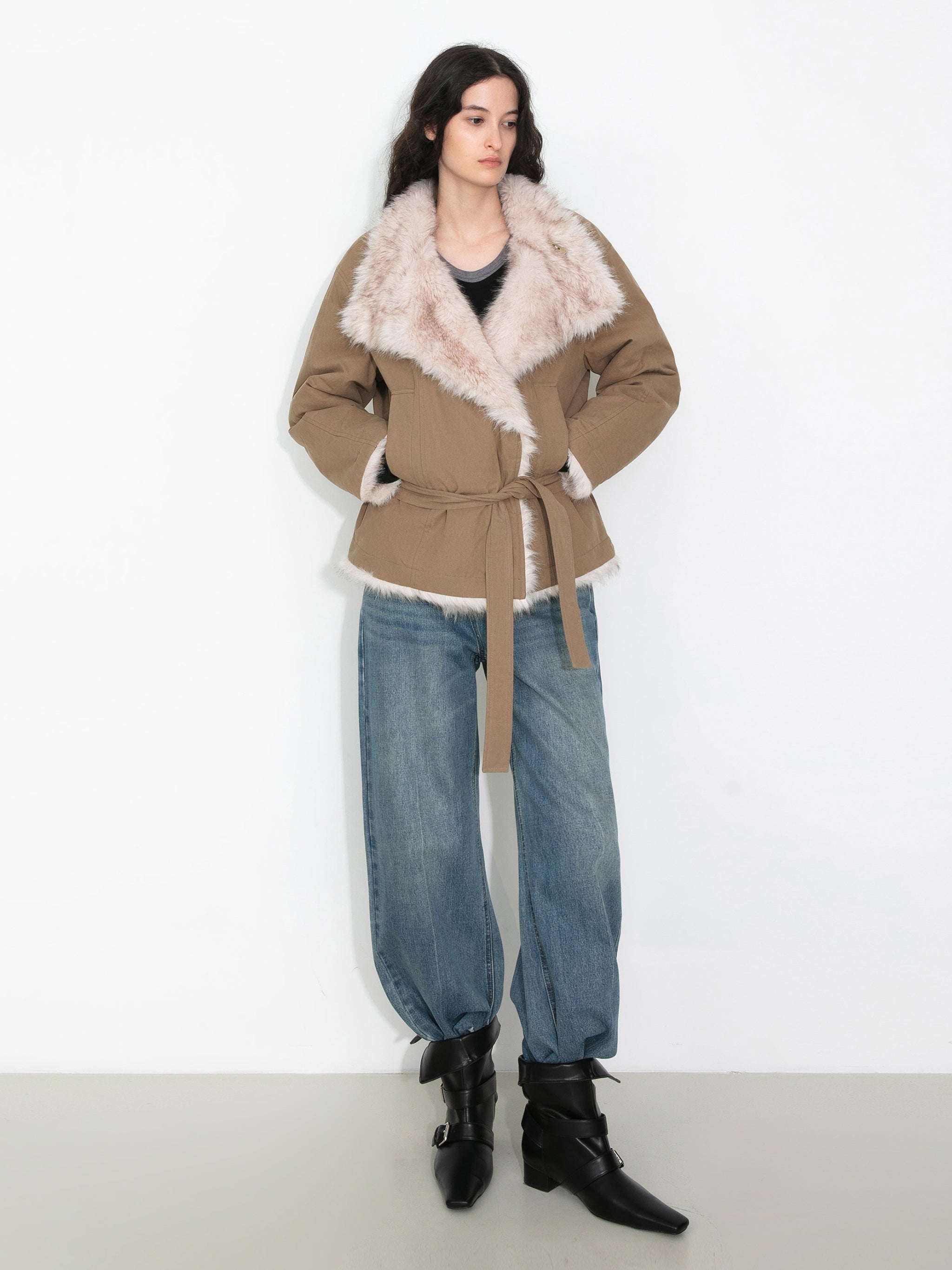 Oversized Faux Fur Hybrid Coat-3